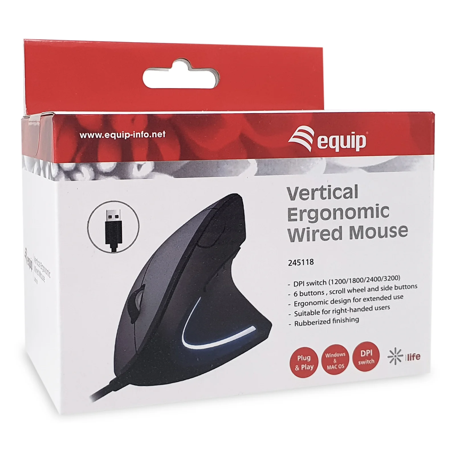 Equip 245118 souris Universel Droitier USB Type-A Optique 3200 DPI