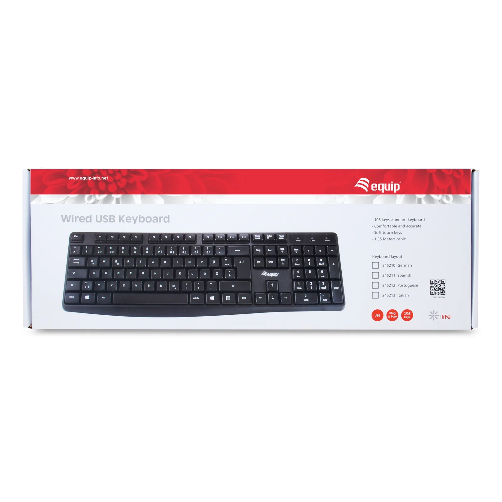 Equip 245211 clavier Bureau USB QWERTY Espagnole Noir