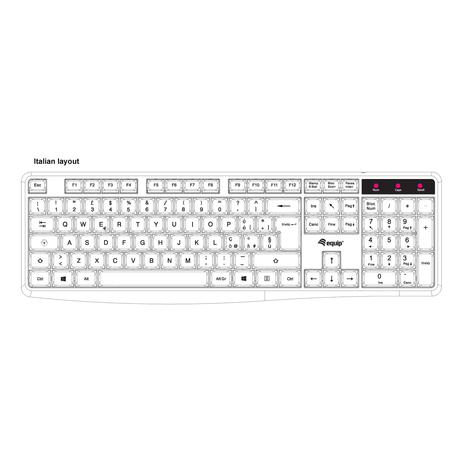 Equip 245213 clavier Bureau USB QWERTY Italien Noir