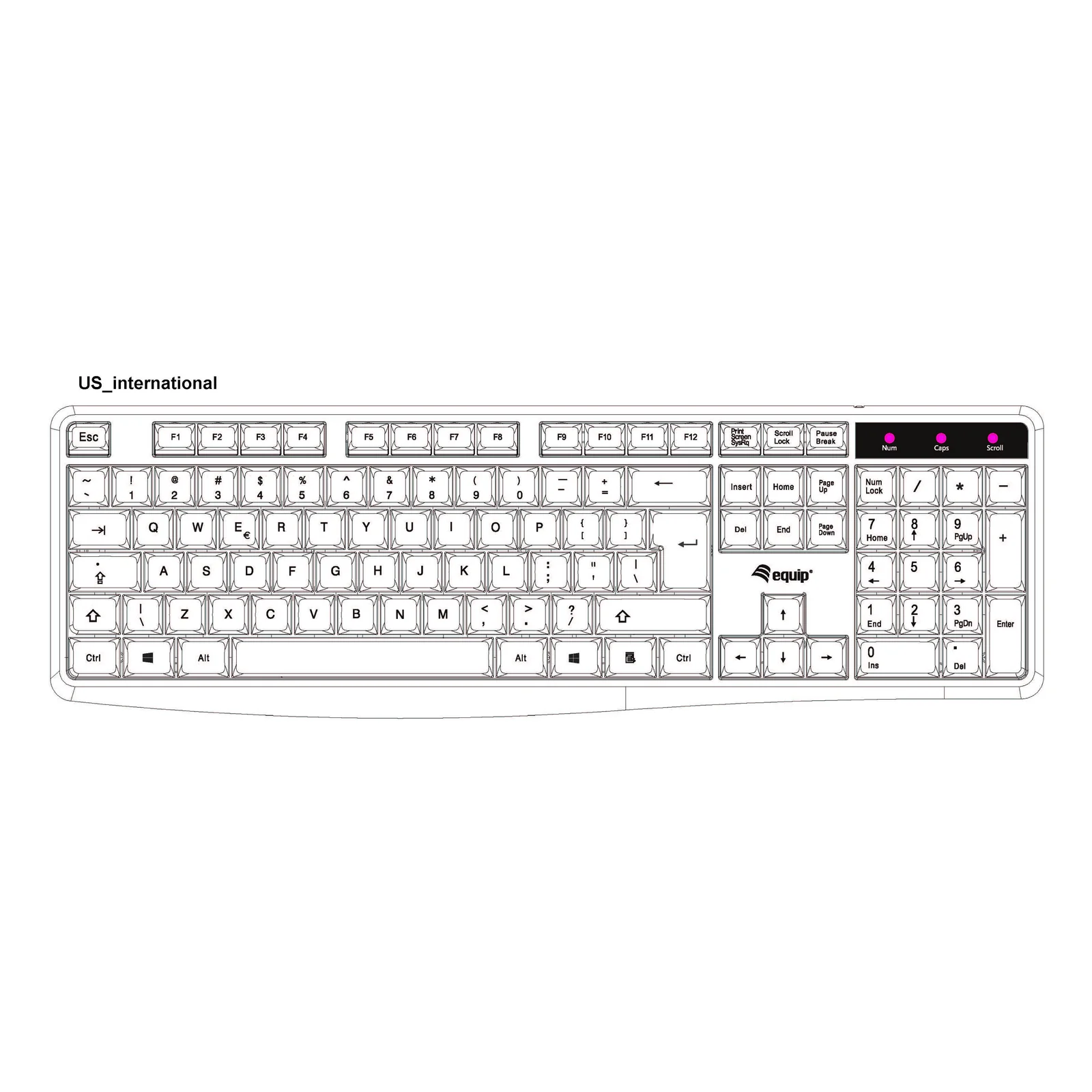 Equip 245215 clavier Bureau USB QWERTY Anglais américain Noir