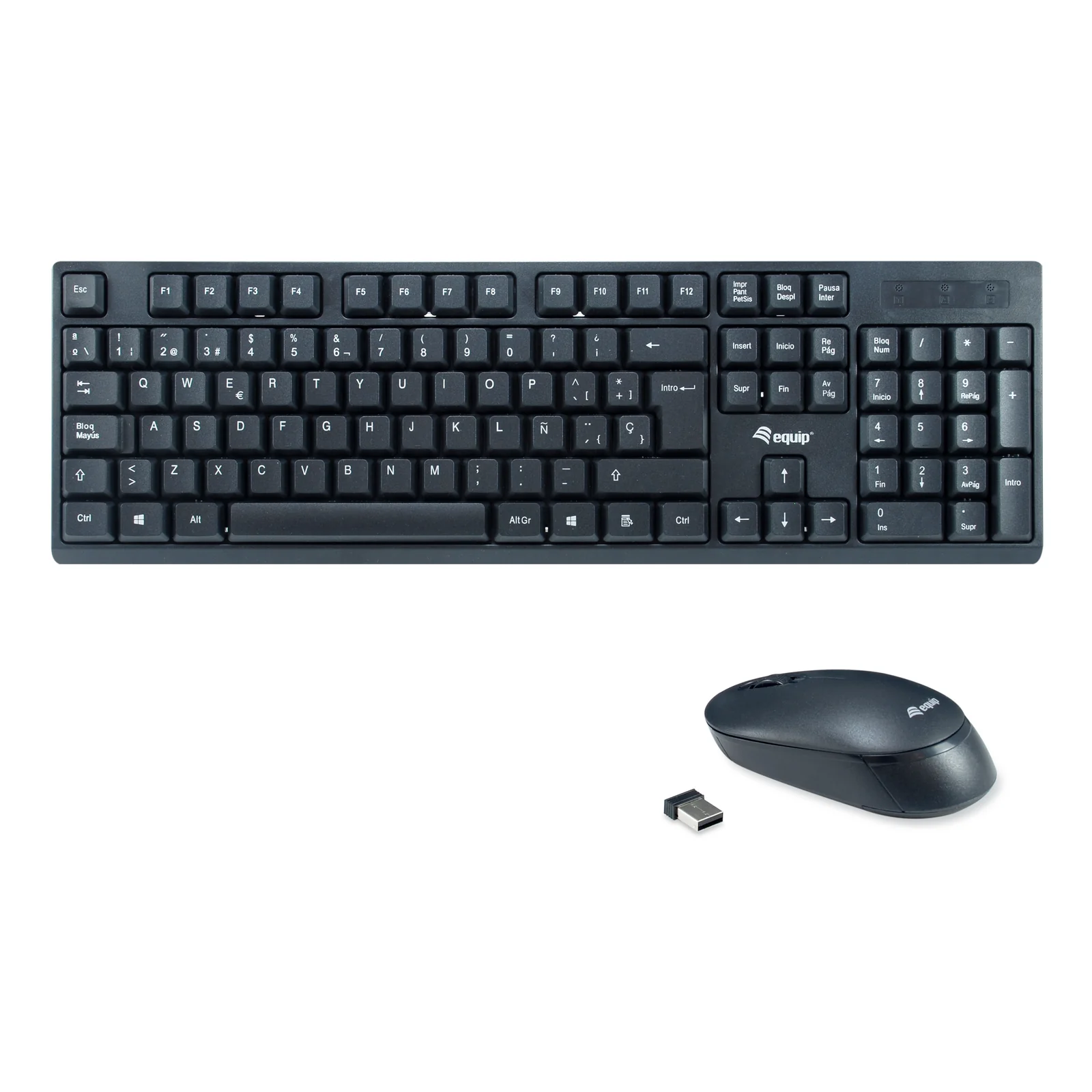 245221 clavier Souris incluse Bureau RF sans fil QWERTY Espagnole Noir