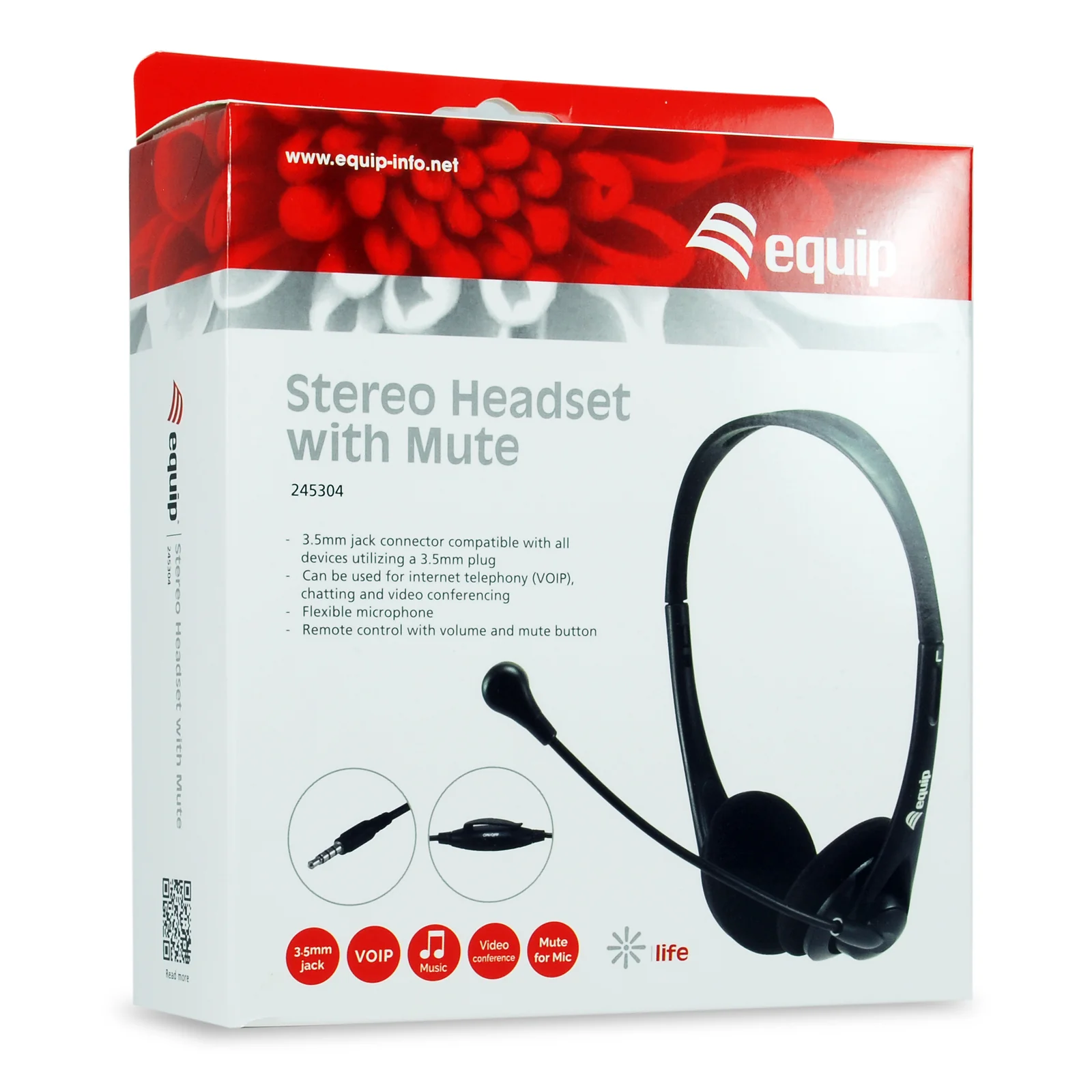 Equip 245304 casque Avec fil Arceau Bureau/Centre d'appels Noir