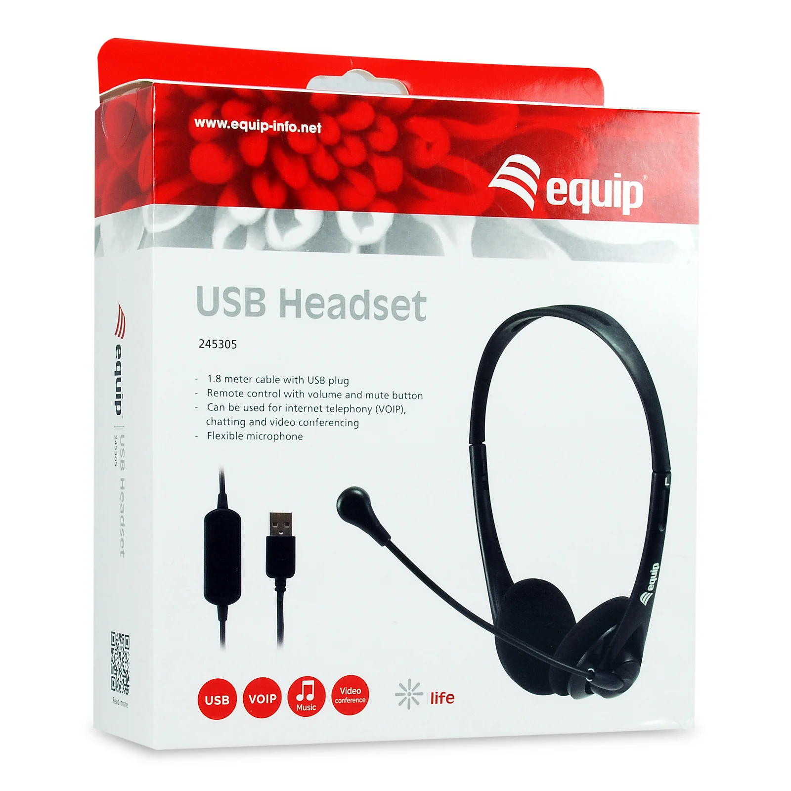 Equip 245305 casque Avec fil Arceau Bureau/Centre d'appels USB Type-A Noir