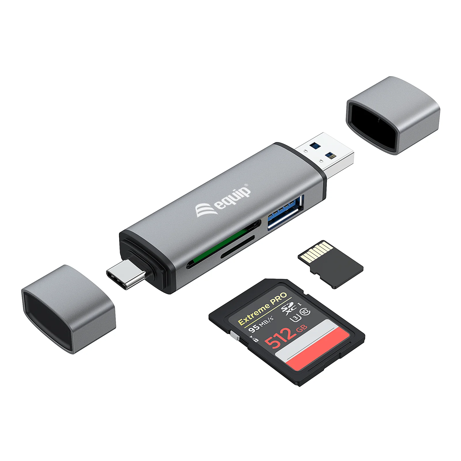 Equip 245460 lecteur de carte mémoire USB 3.2 Gen 1 (3.1 Gen 1) Type-A/Type-C Gris