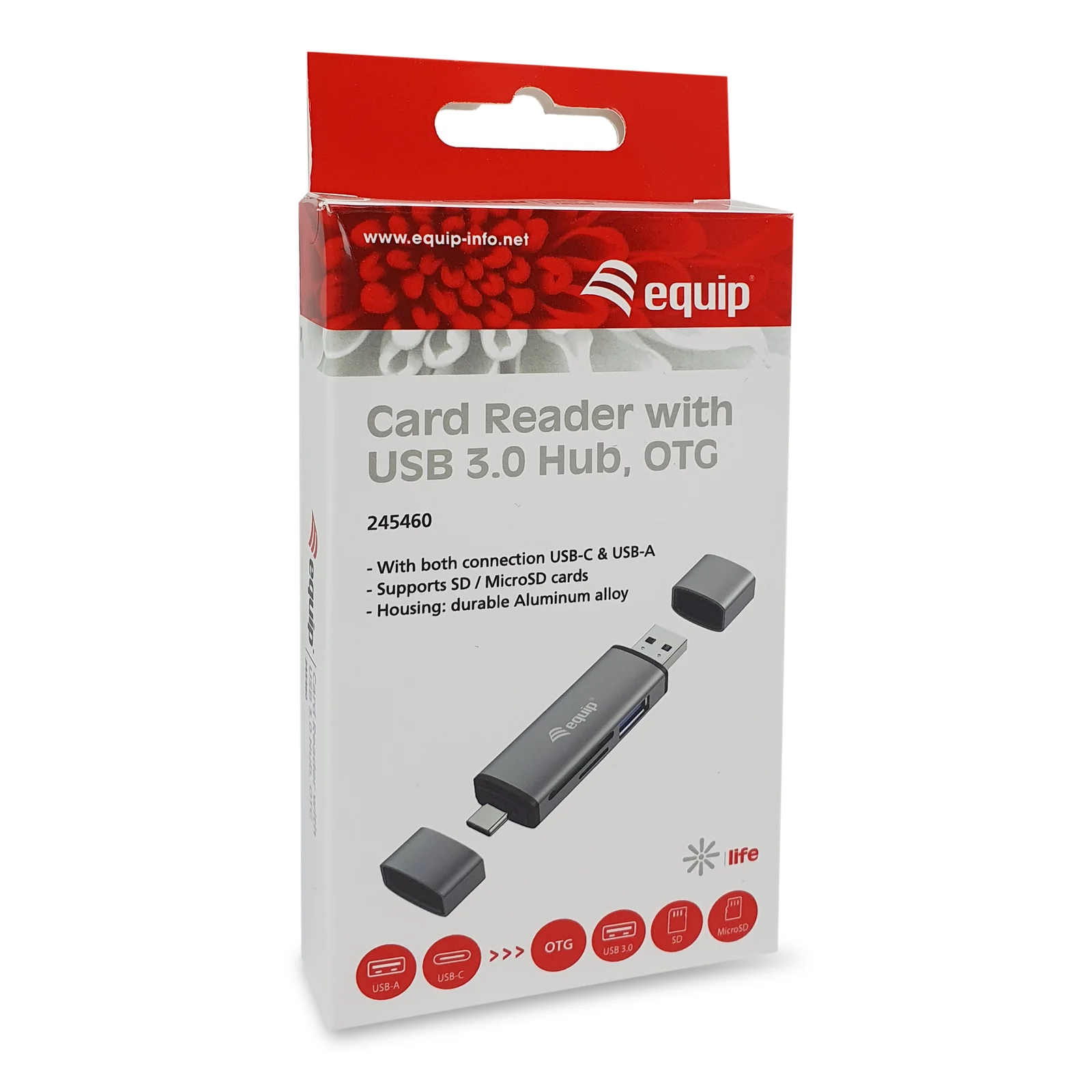 Equip 245460 lecteur de carte mémoire USB 3.2 Gen 1 (3.1 Gen 1) Type-A/Type-C Gris
