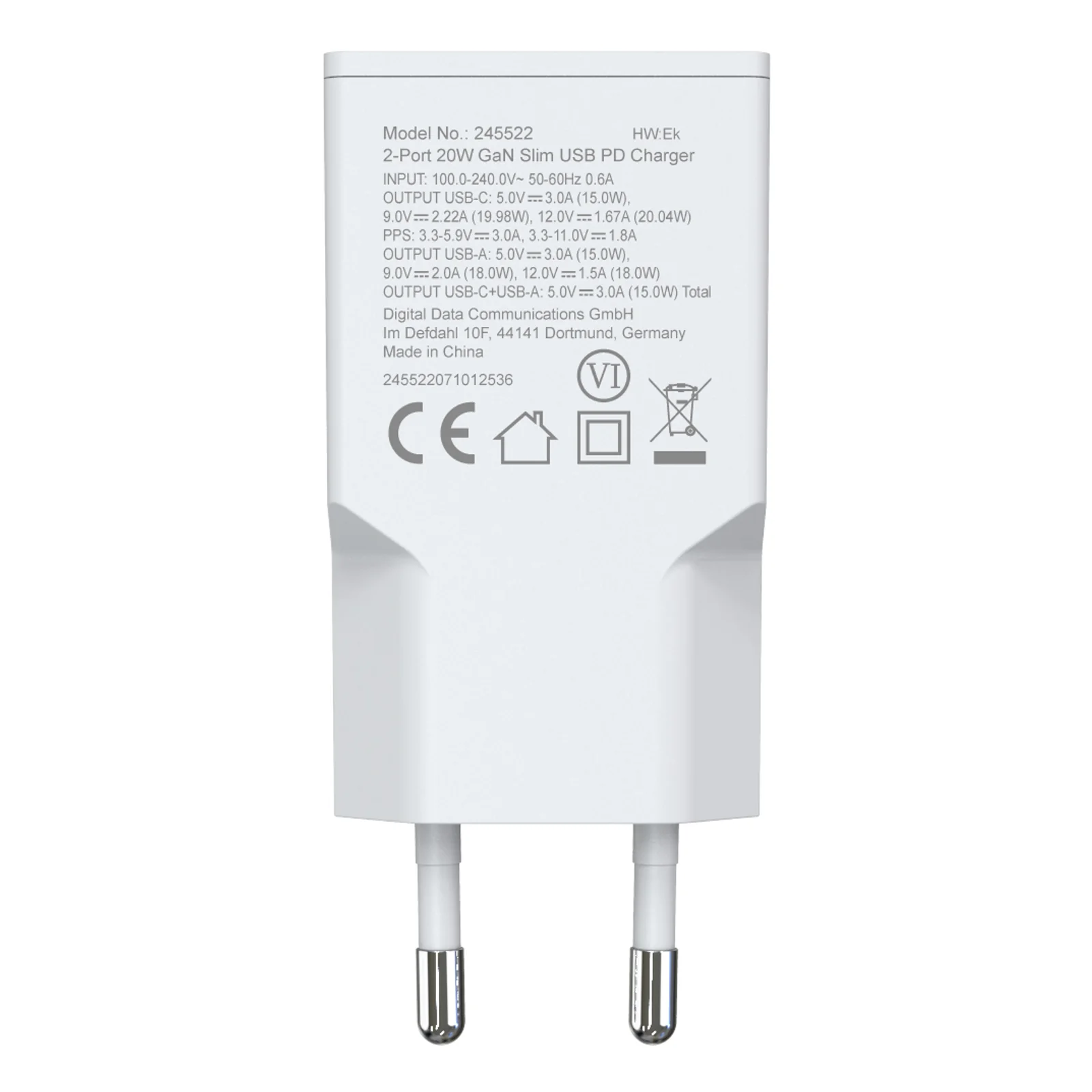 Equip 245522 chargeur d'appareils mobiles Universel Blanc Secteur Charge rapide Intérieure