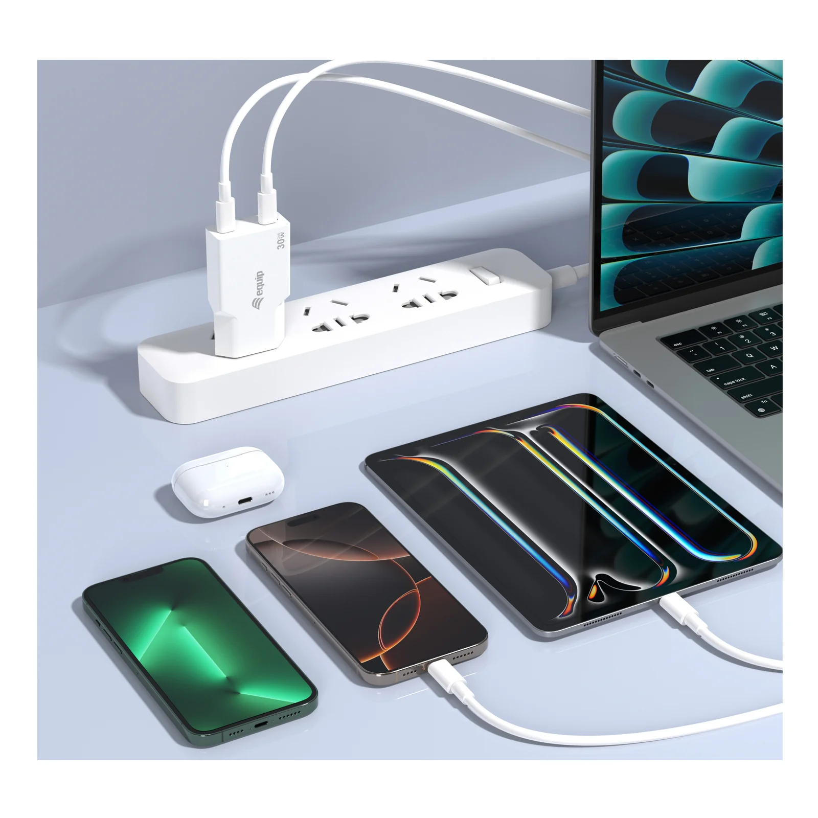 Equip 245524 chargeur d'appareils mobiles Universel Blanc Secteur Charge rapide Intérieure