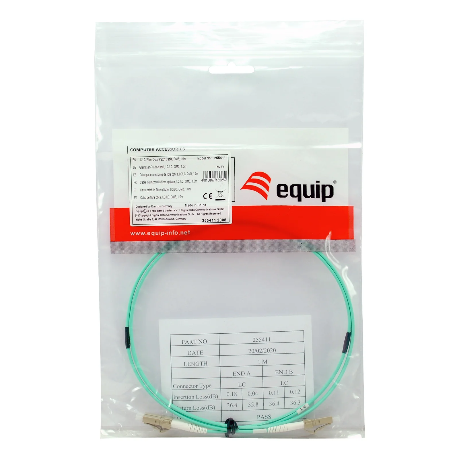 Equip 255410 câble InfiniBand et à fibres optiques 1,5 m LC Couleur aqua