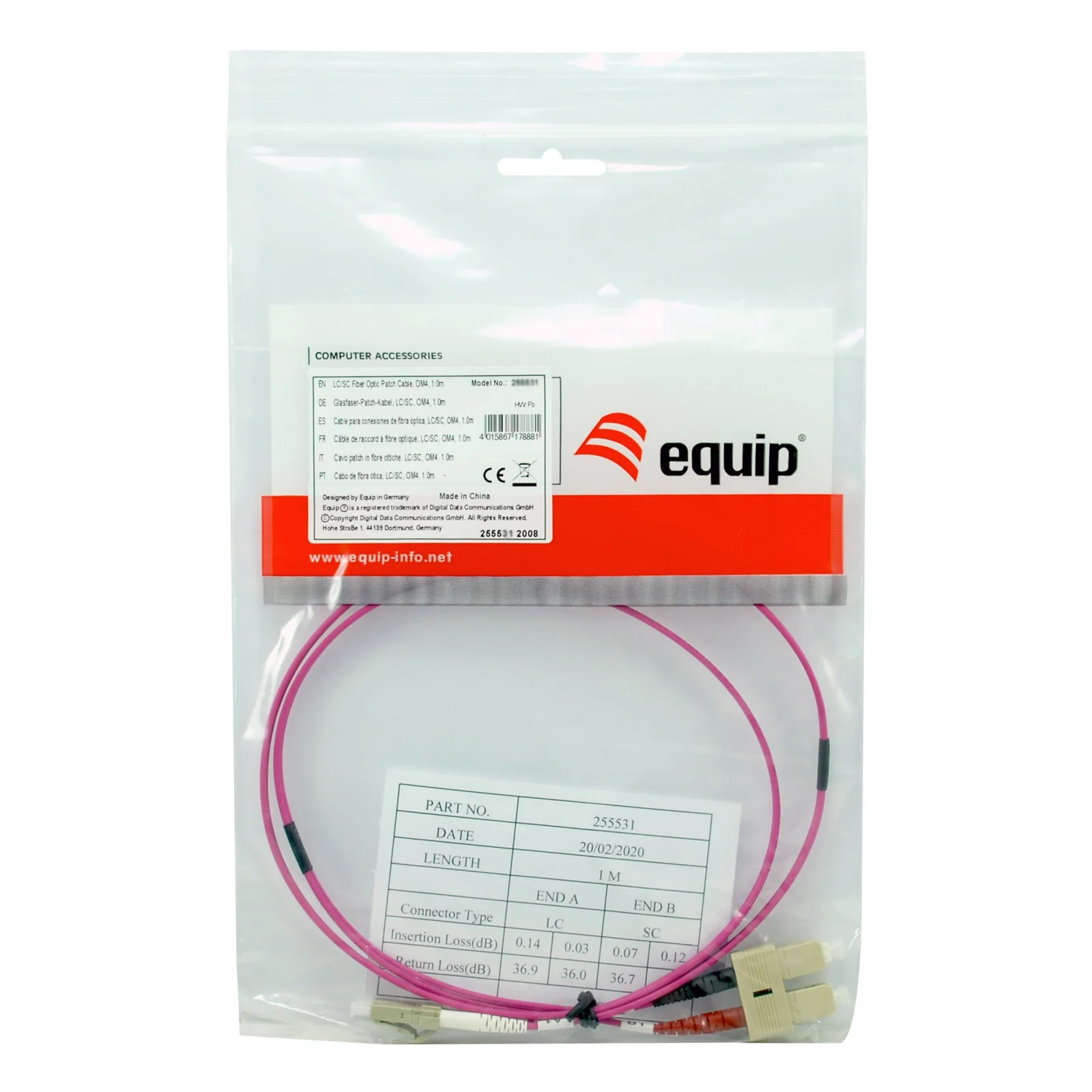 Equip 255534 câble InfiniBand et à fibres optiques 7 m LC SC Rose