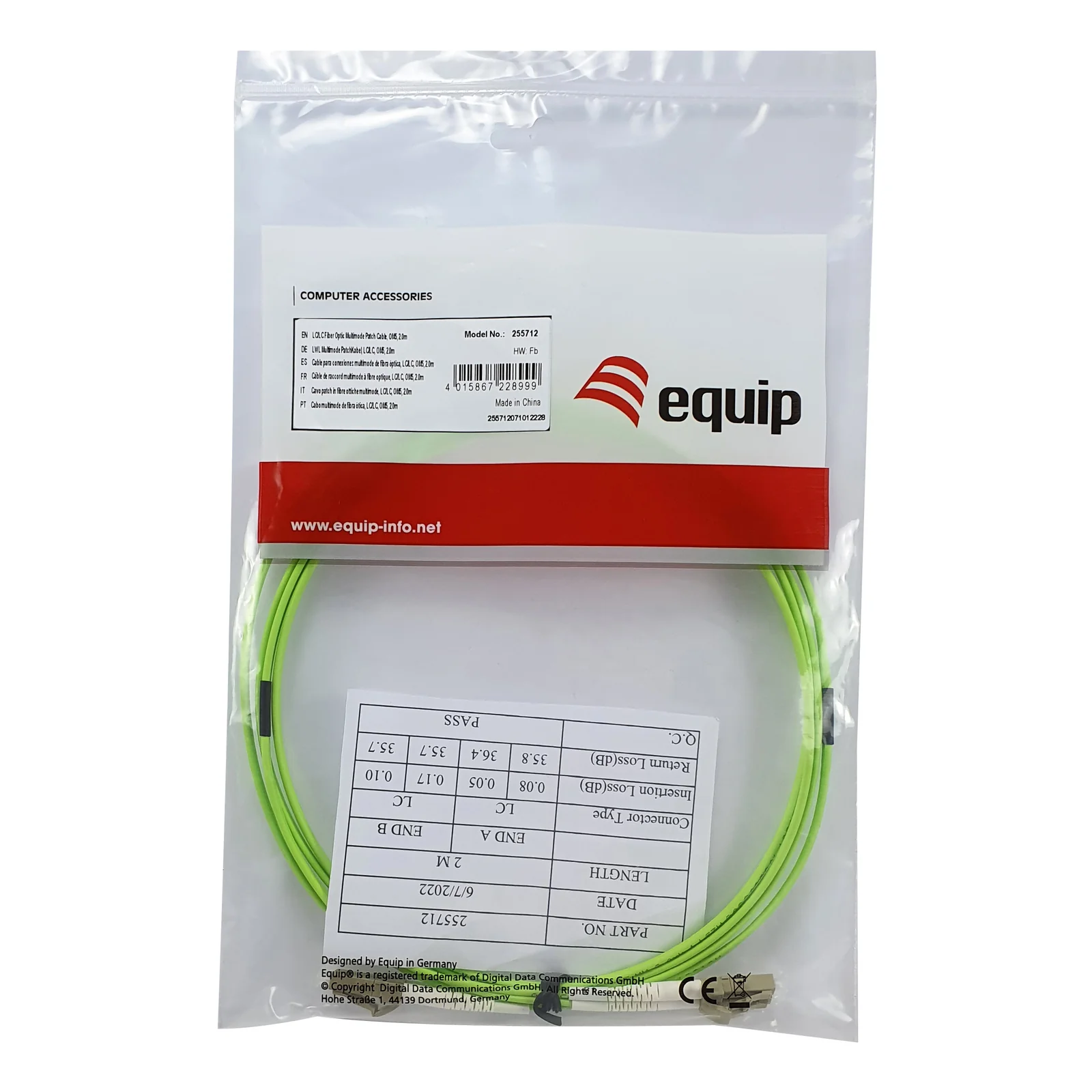 Equip 255712 câble InfiniBand et à fibres optiques 2 m LC Vert