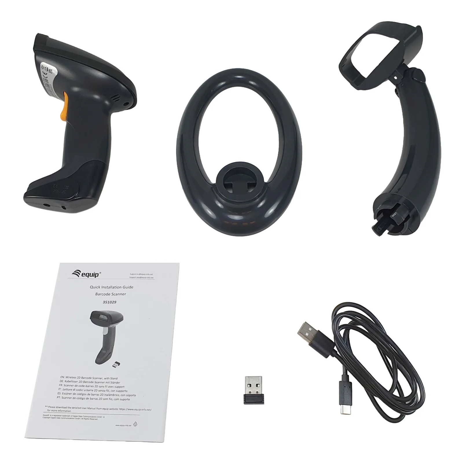 Equip 351029 lecteur de code barres Lecteur de code barre portable 1D/2D CMOS Noir
