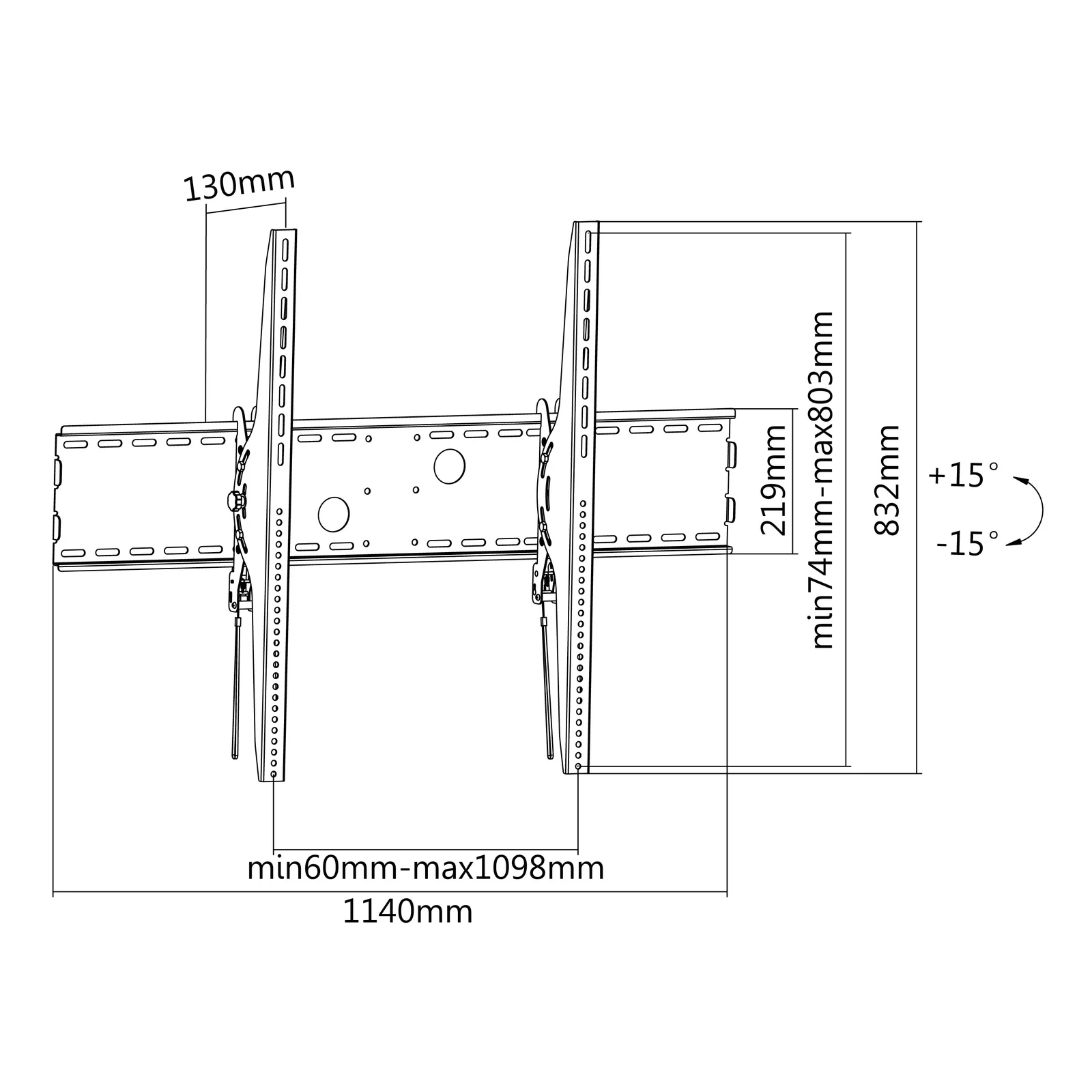 Equip 650322 Support mural inclinable et incurvé pour TV 60"-100