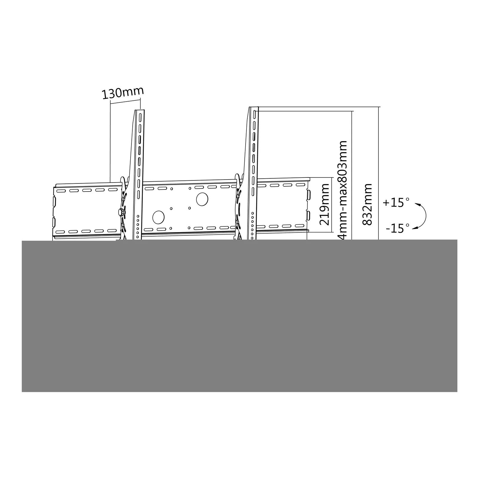 Equip 650322 Support mural inclinable et incurvé pour TV 60"-100