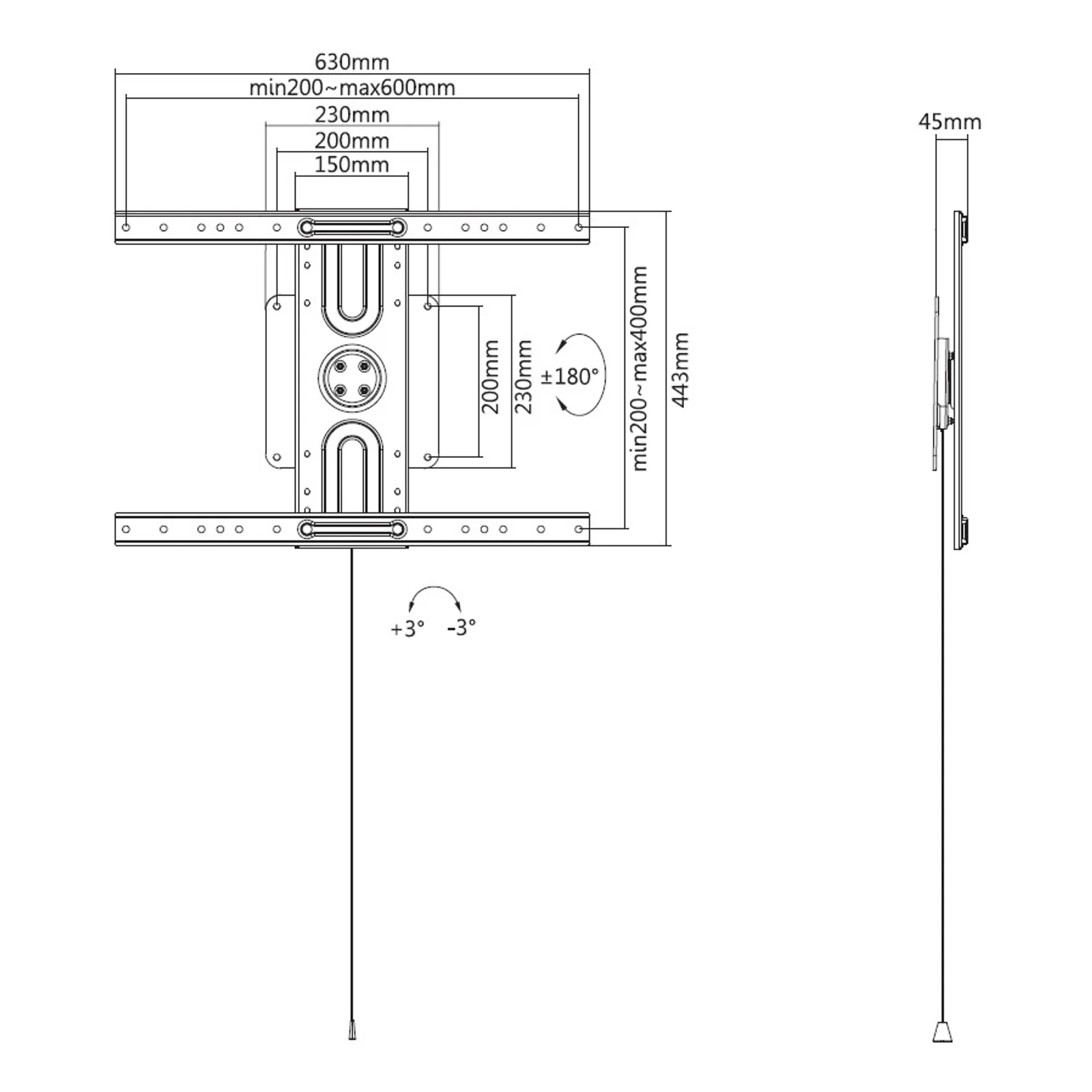 Equip 650331 Support mural universel rotatif pour TV 37"-80