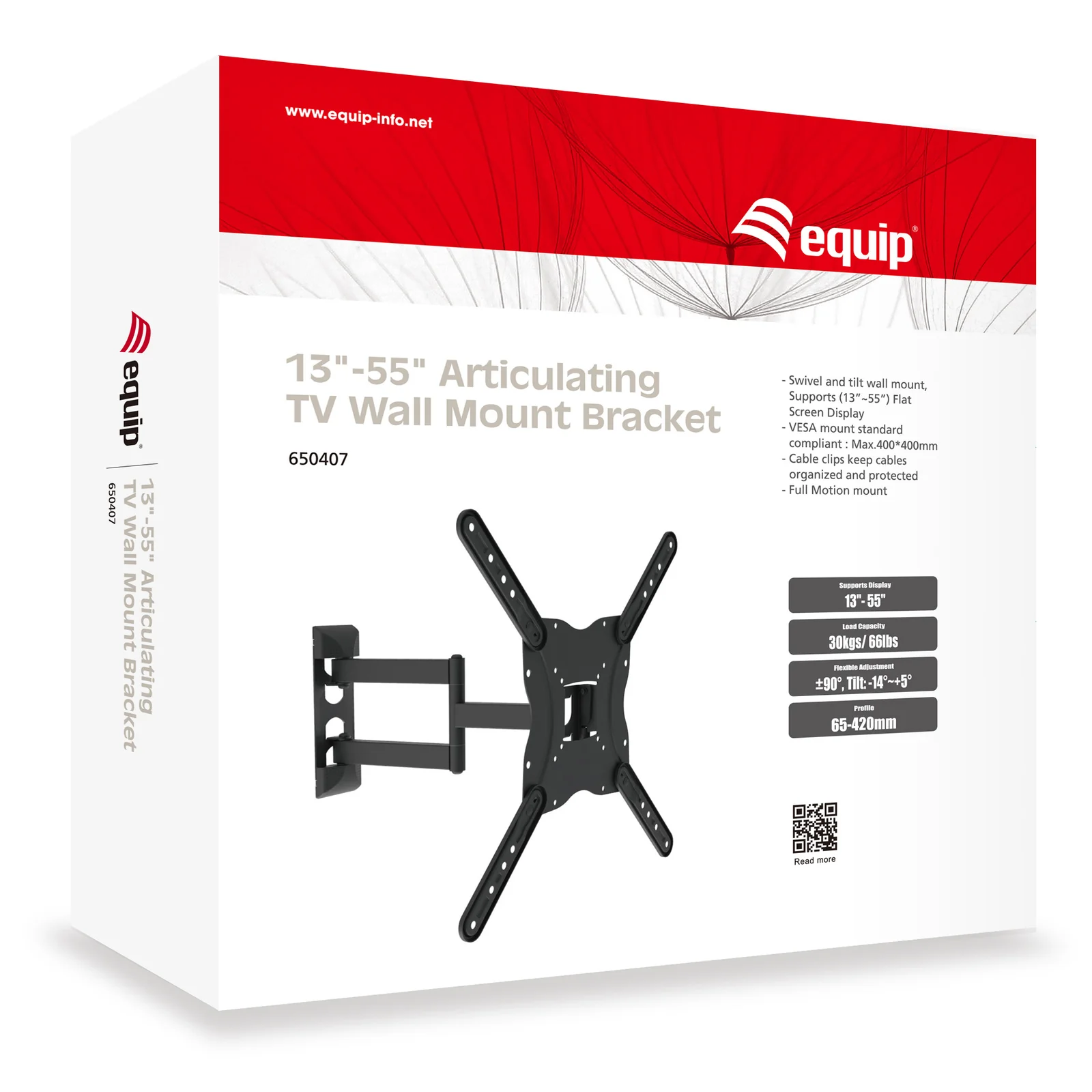 Equip 650407 Support mural articulé pour TV de 23 à 55 pouces