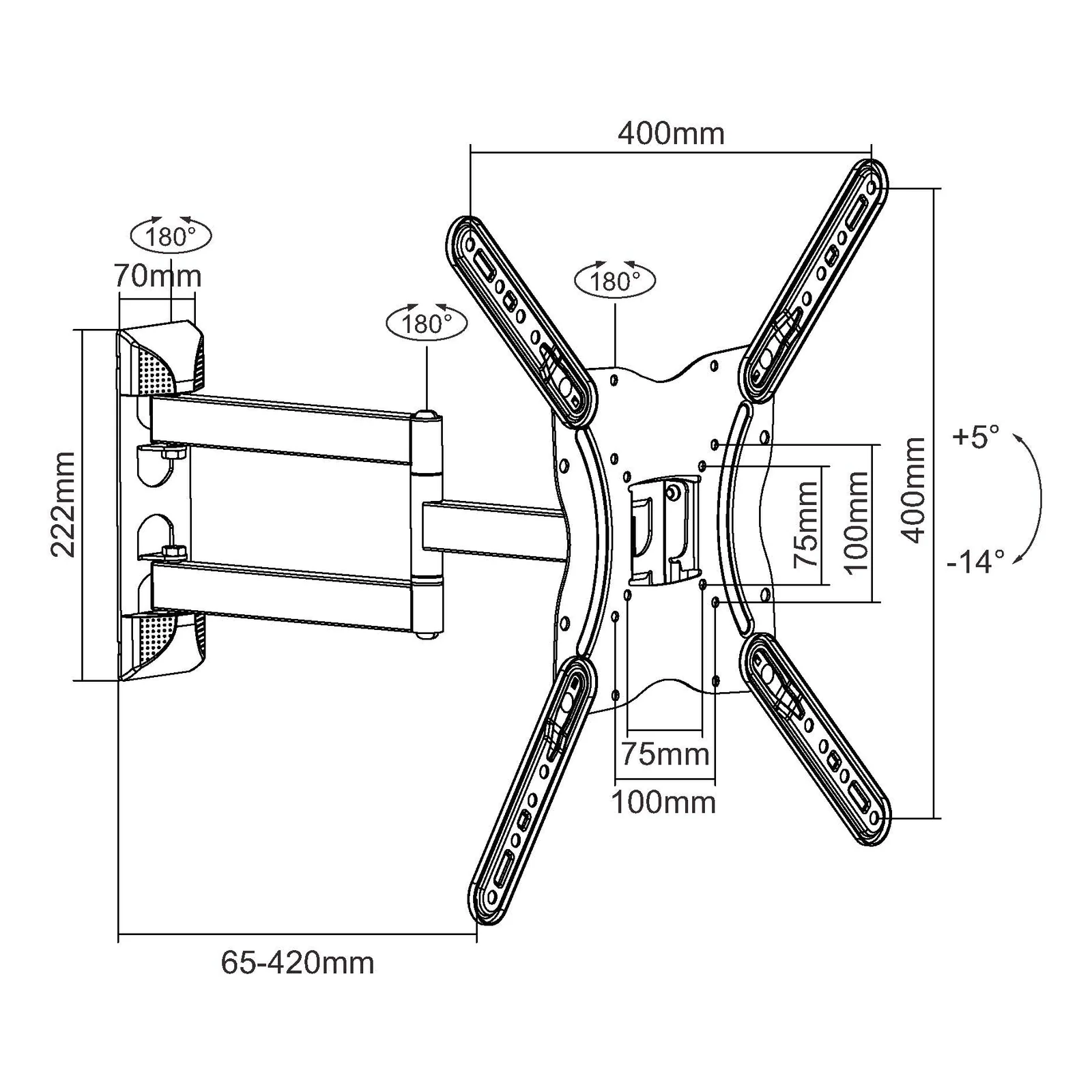 Equip 650407 Support mural articulé pour TV de 23 à 55 pouces