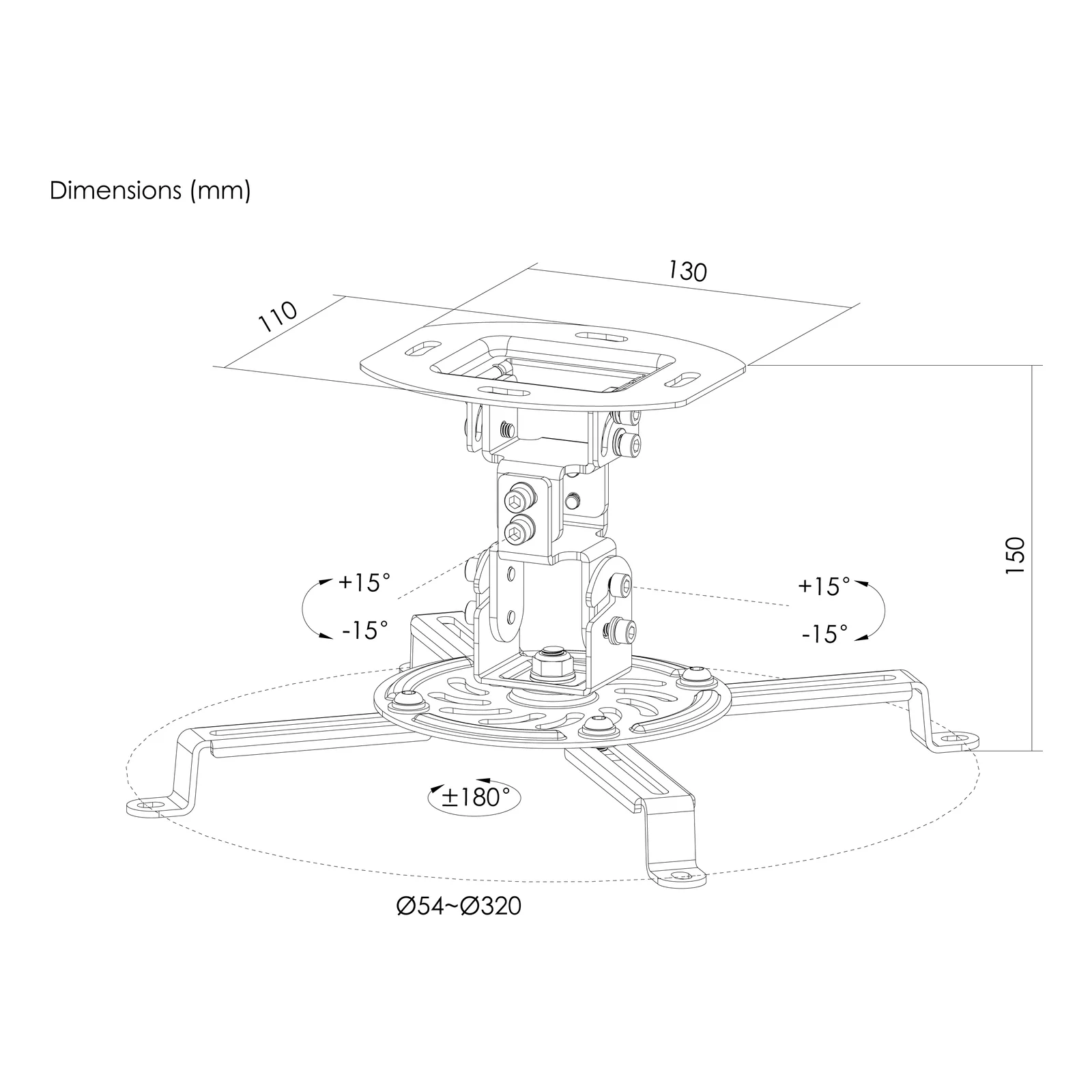 Equip 650705 support pour projecteurs Plafond Noir