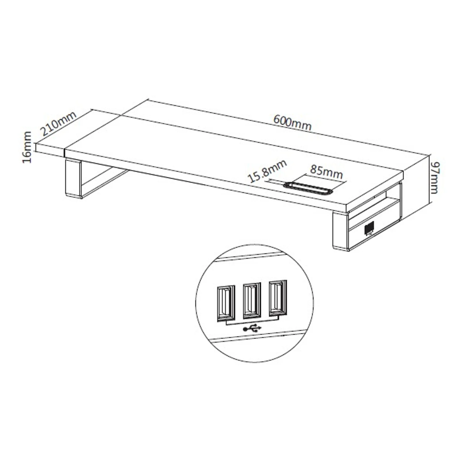 Equip 650881 Support de moniteur de bureau avec USB