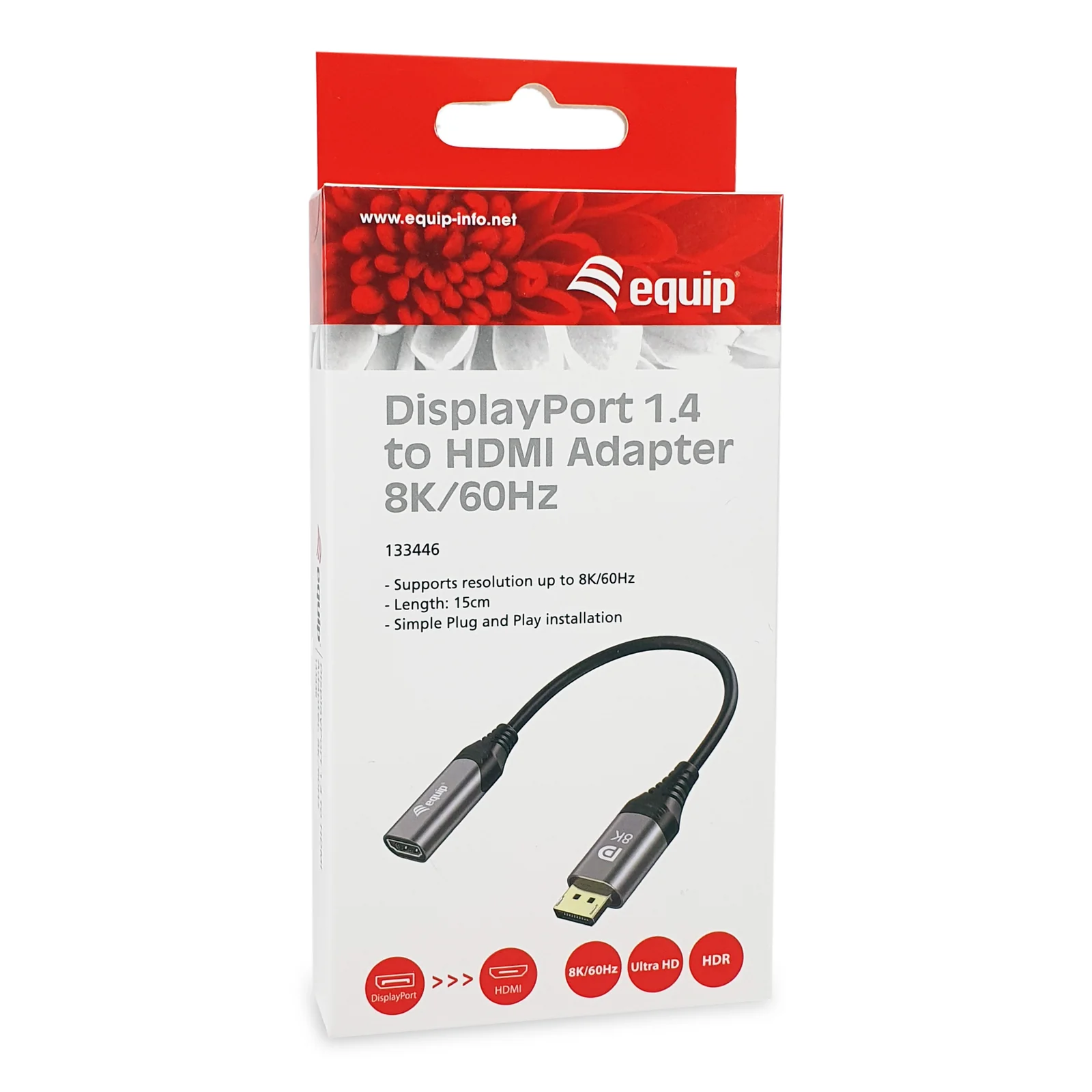 Equip Adaptateur DisplayPort 1.4 vers HDMI, 8K/60Hz