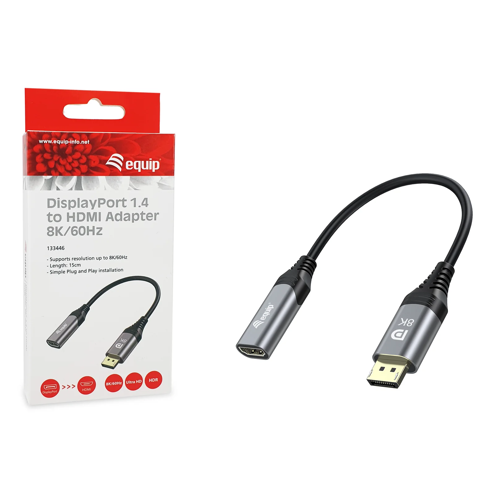 Equip Adaptateur DisplayPort 1.4 vers HDMI, 8K/60Hz