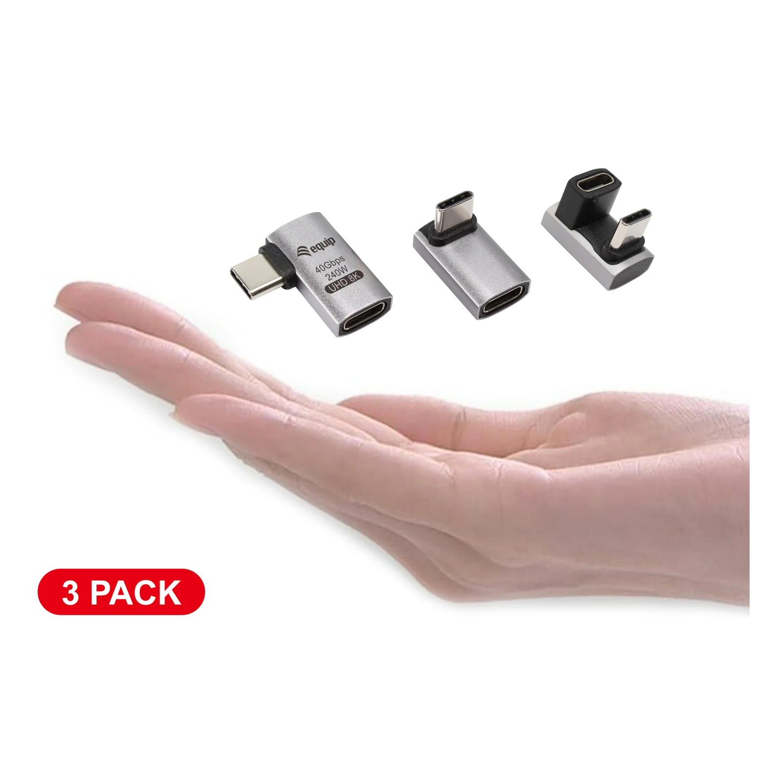 Equip Adaptateur USB 4 C vers C, 40Gbps, PD 240W, 3-Pack