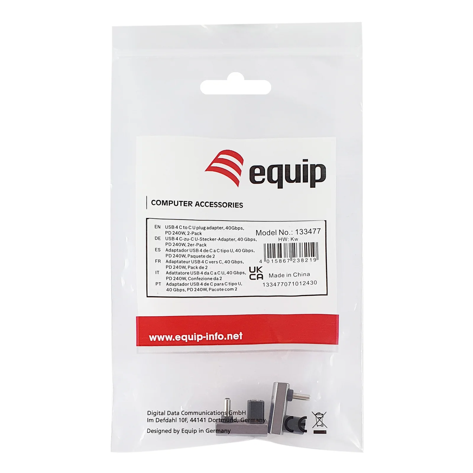 Equip Adaptateur USB 4 C vers C U, 40Gbps, PD 240W , 2-Pack