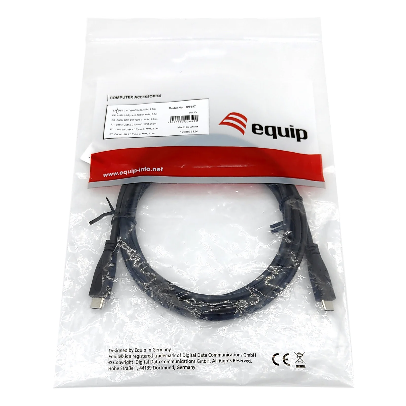 Equip Câble USB 2.0 C vers C, M/M, 2.0m, PD 60W