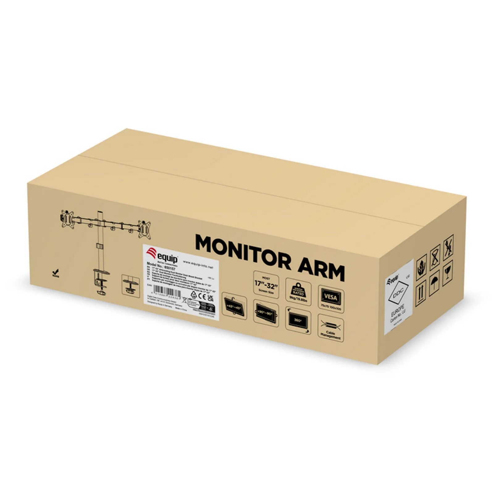 Equip Support de bureau articulé pour deux moniteurs 17« -32 », noir