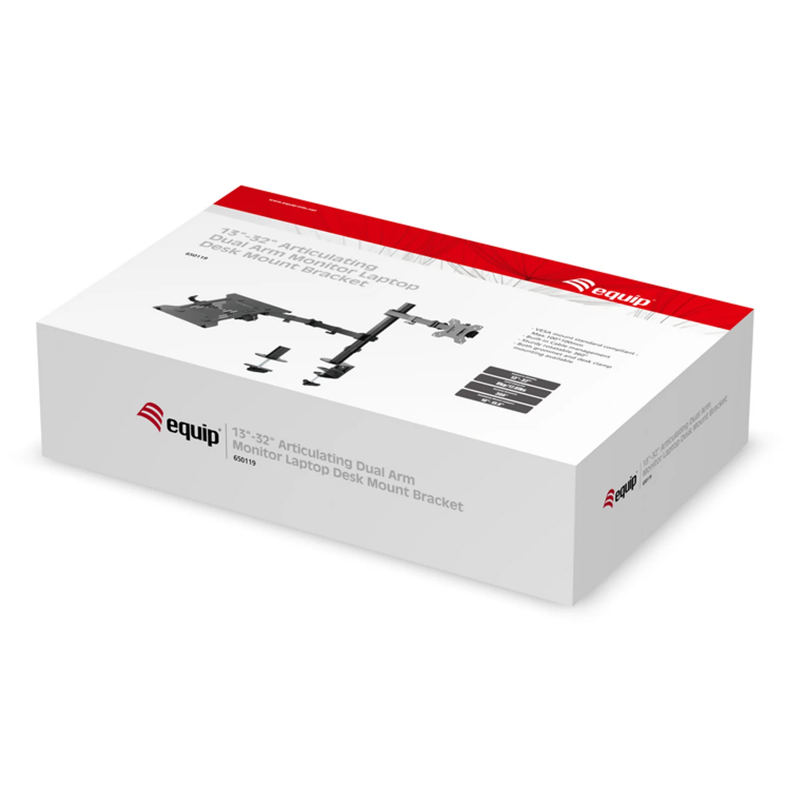 Equip Support de bureau pour moniteur, ordinateur portable, à bras articulé, 13"-32
