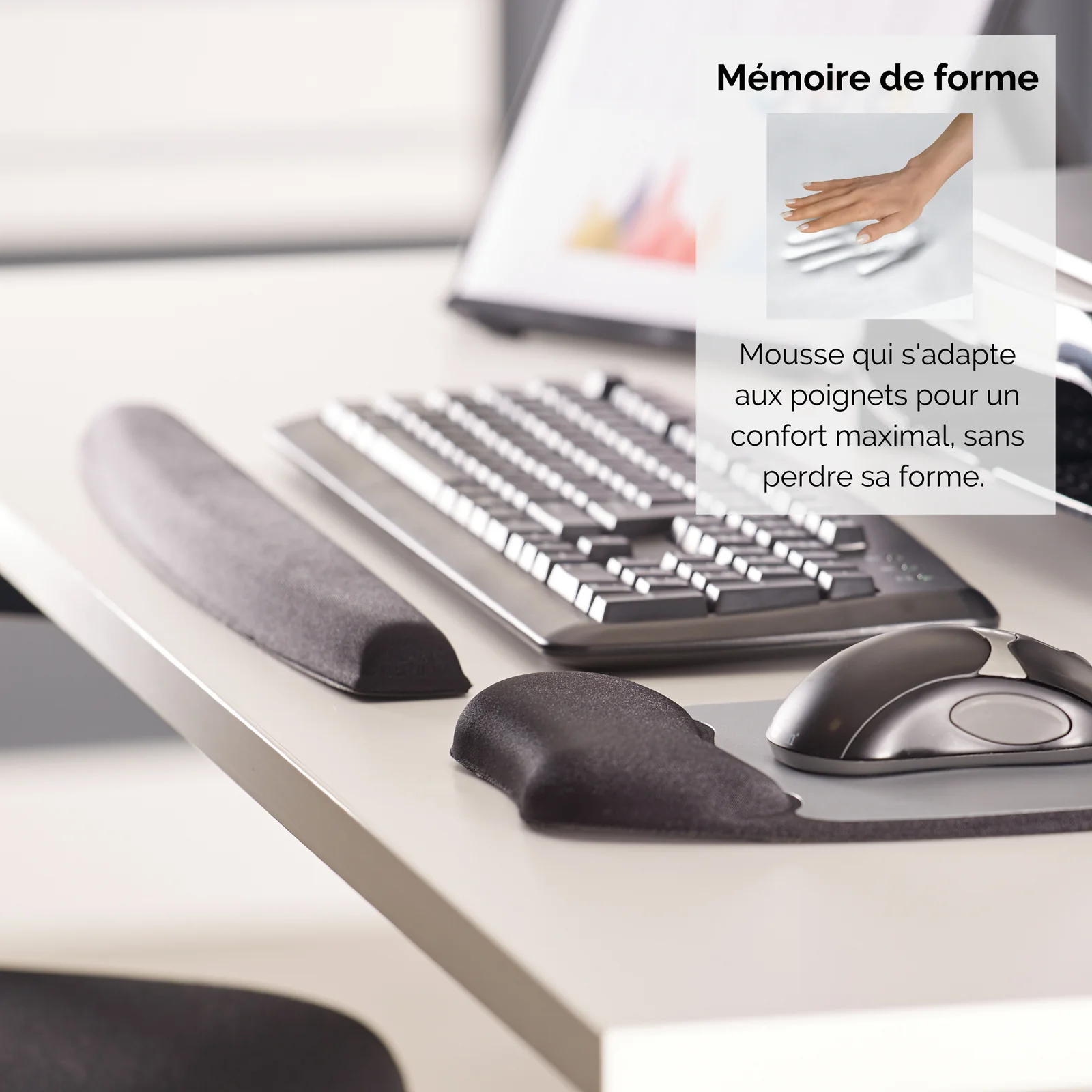 Fellowes 9178201 repose-poignet Gel, Polyuréthane Noir