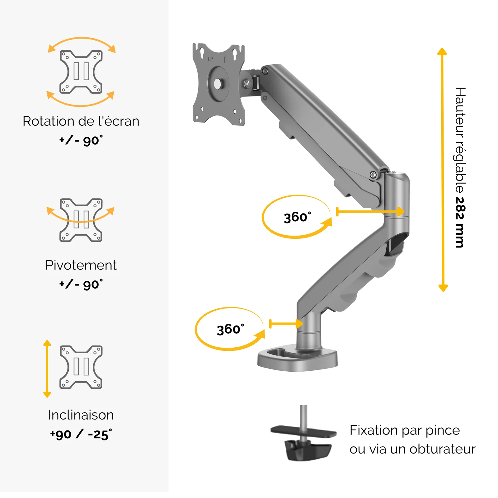 Fellowes Eppa 9683001 support d'écran plat pour bureau 101,6 cm (40") Argent
