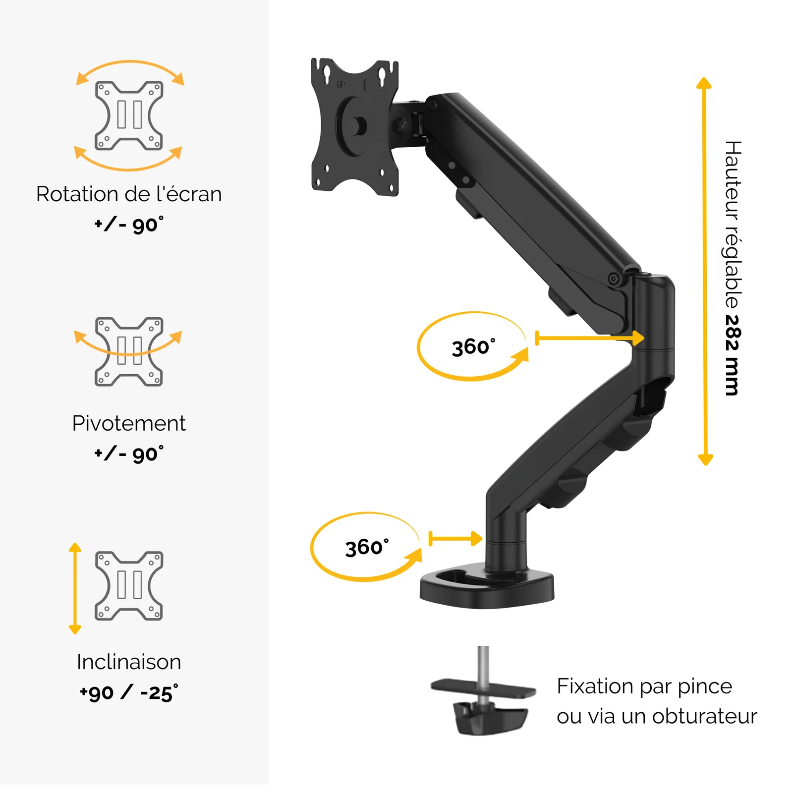 Fellowes Eppa 9683101 support d'écran plat pour bureau 101,6 cm (40") Noir