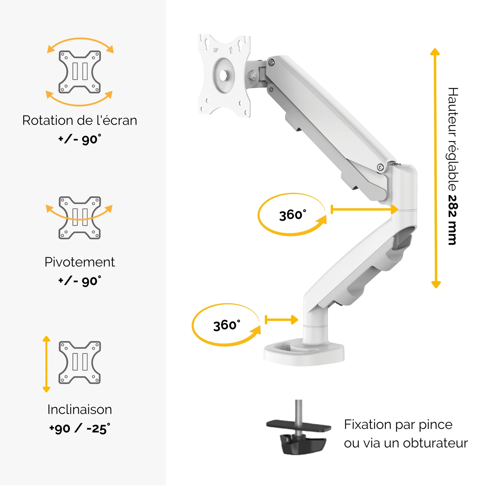 Fellowes Eppa 9683201 support d'écran plat pour bureau 101,6 cm (40") Blanc