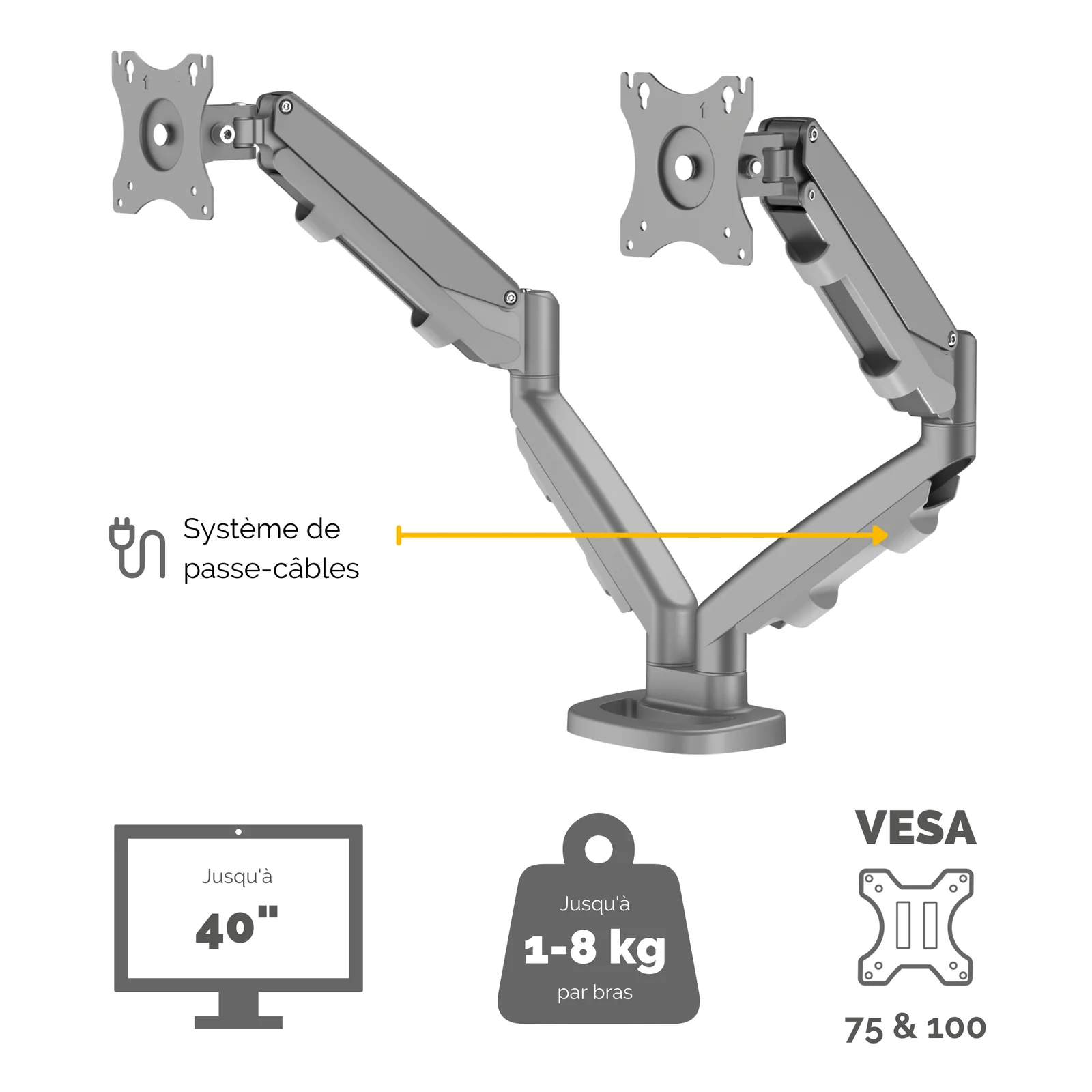 Fellowes Eppa 9683301 support d'écran plat pour bureau 101,6 cm (40") Argent