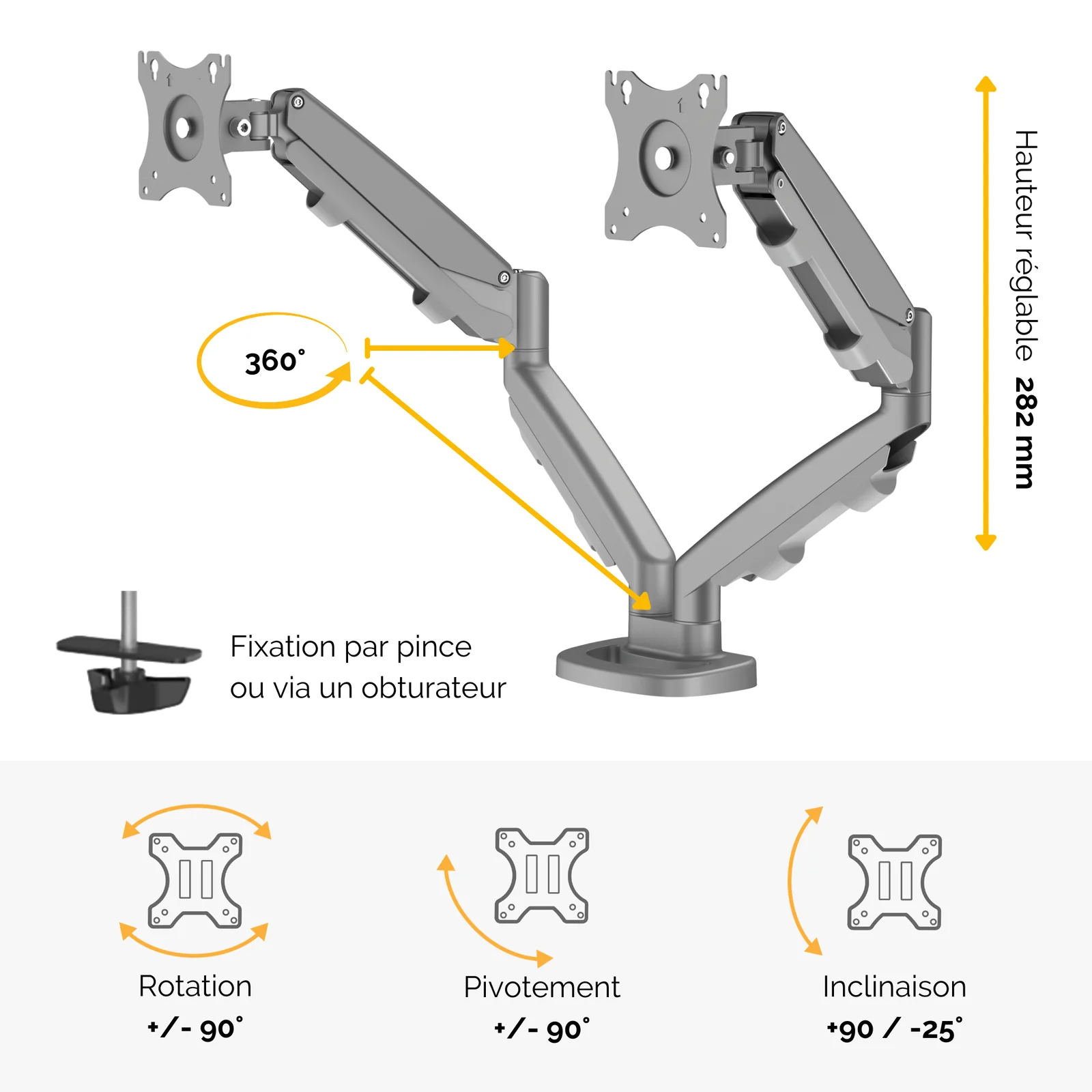 Fellowes Eppa 9683301 support d'écran plat pour bureau 101,6 cm (40") Argent