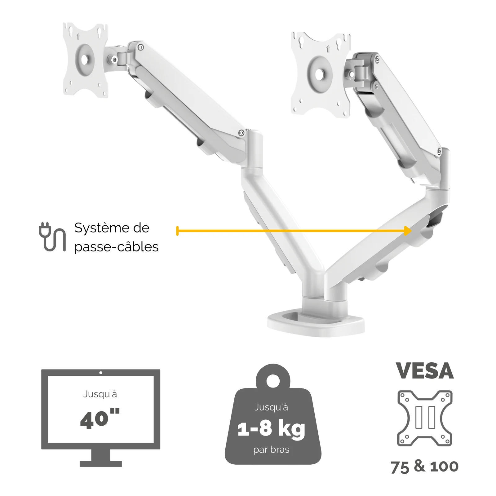 Fellowes Eppa 9683501 support d'écran plat pour bureau 99,1 cm (39") Blanc