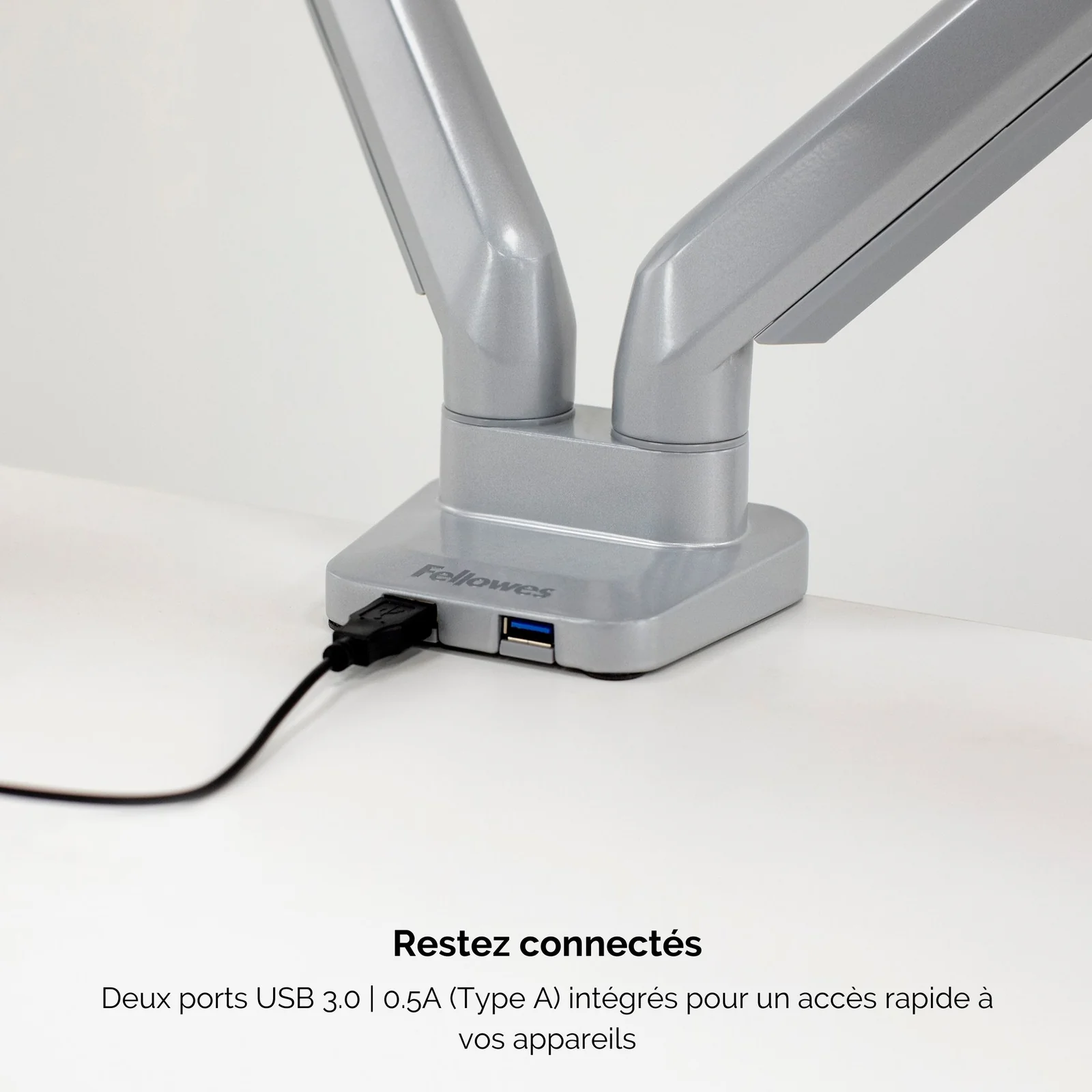 Fellowes Platinum Series Bras porte-écrans double - Argent