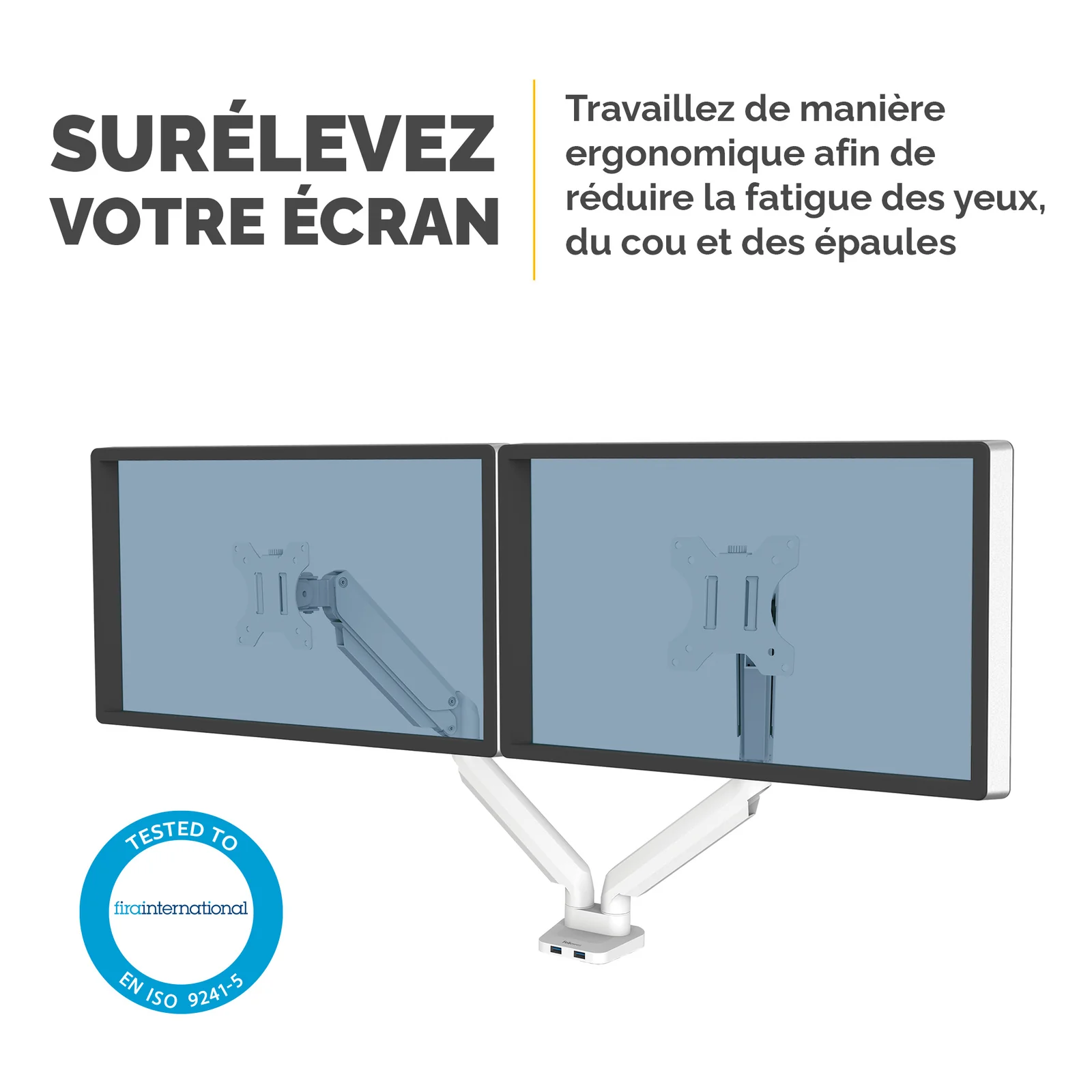 Fellowes Platinum Series Bras porte-écrans double - Blanc