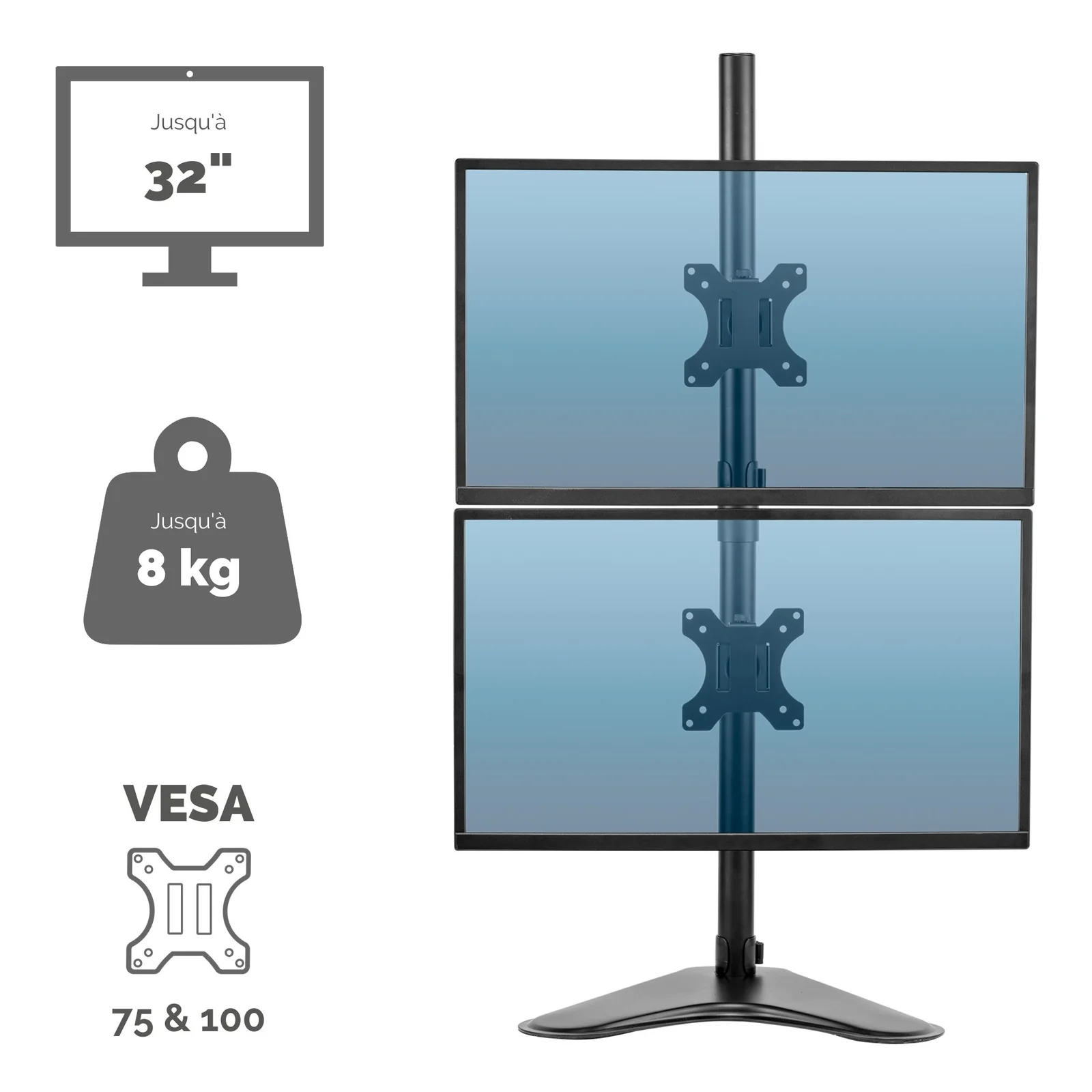Fellowes Seasa Bras porte-écrans double vertical sur pied
