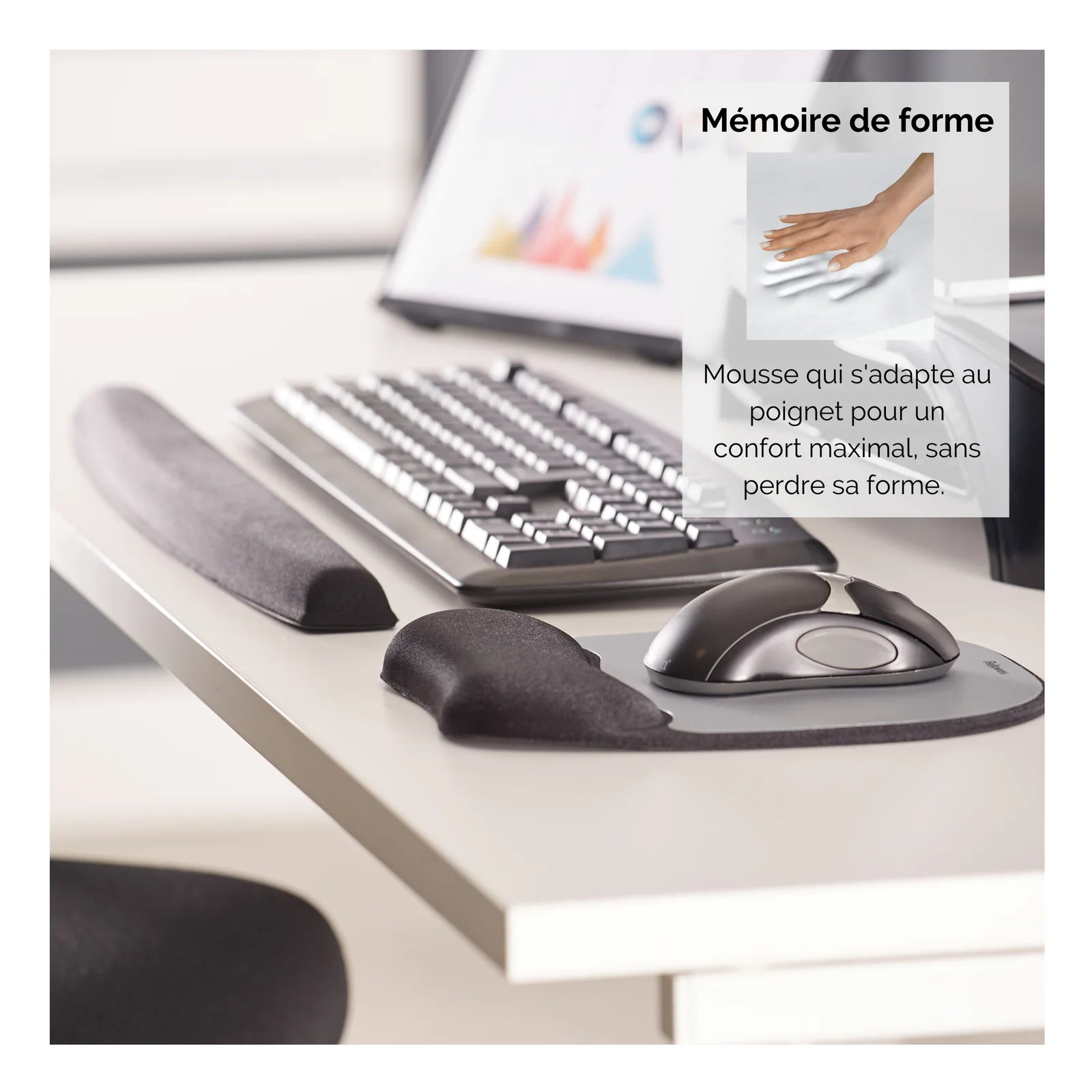 Fellowes Tapis de souris - Repose-poignets Ergo Mouss'