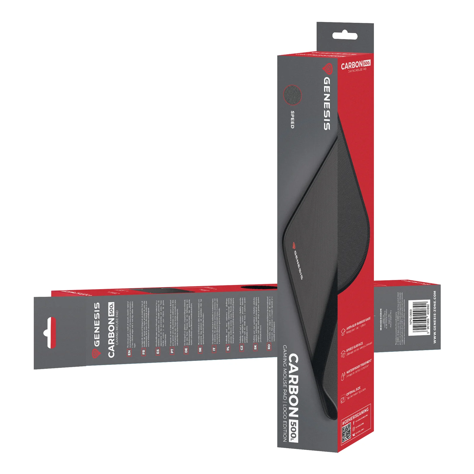 GENESIS Carbon 500 L Tapis de souris de jeu Noir