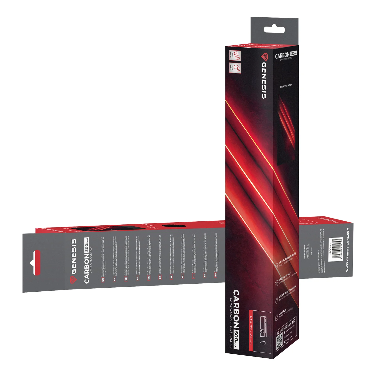 GENESIS Carbon 500 Maxi Flash G2 Tapis de souris de jeu Noir, Rouge