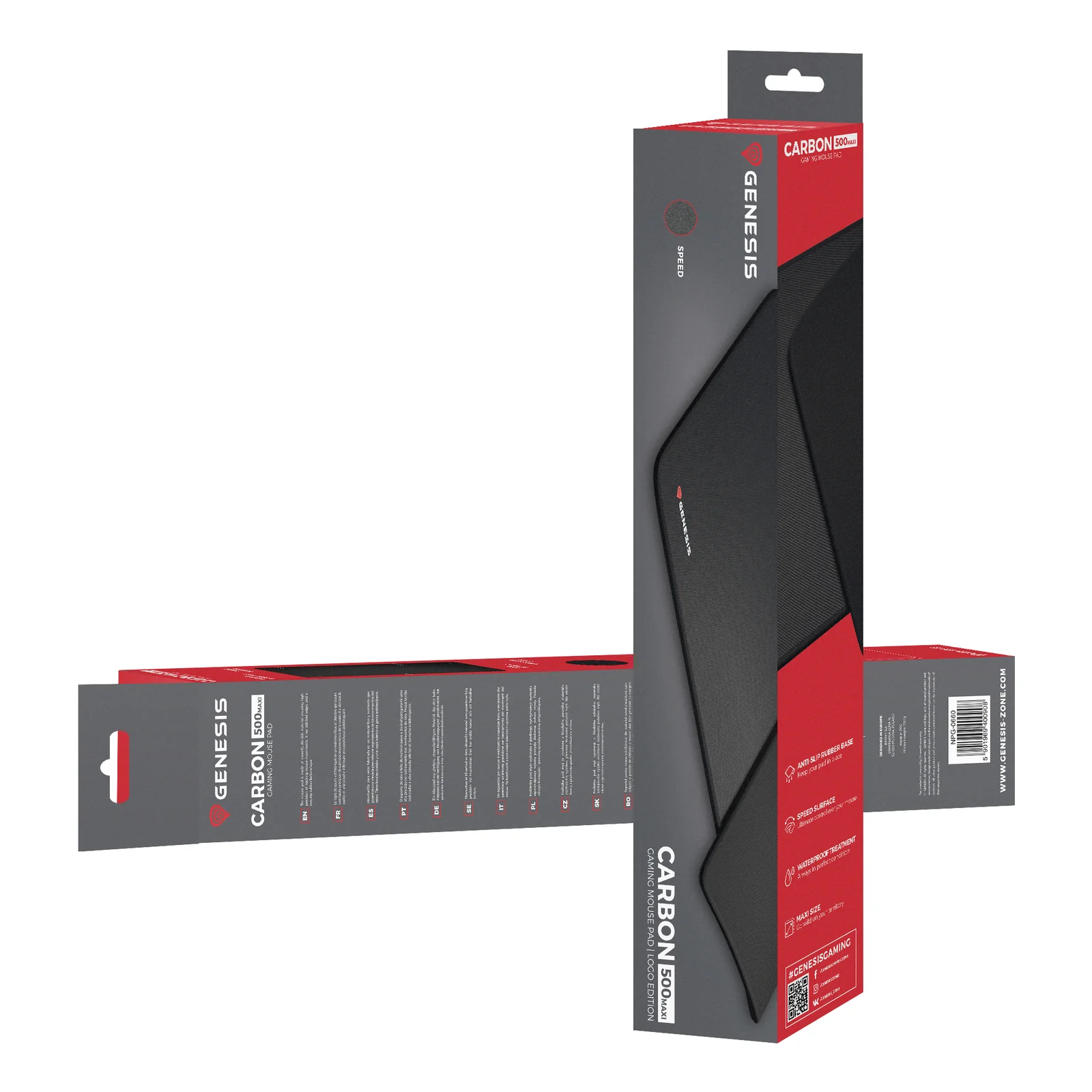 GENESIS Carbon 500 MAXI Tapis de souris de jeu Noir