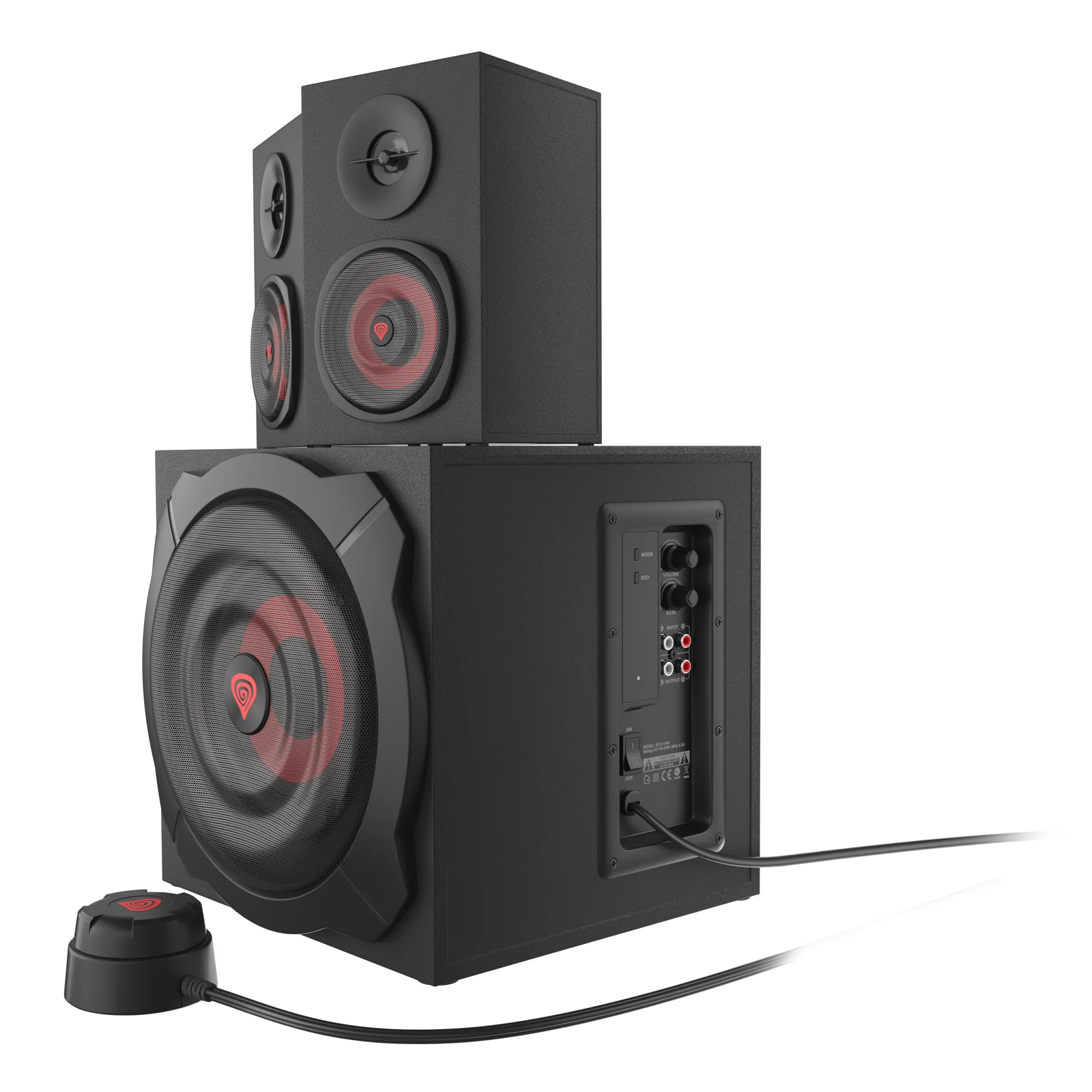 GENESIS Helium 610BT set d'enceintes 60 W PC/ordinateur portable Noir, Rouge 2.1 canaux 2-voies 30 W Bluetooth