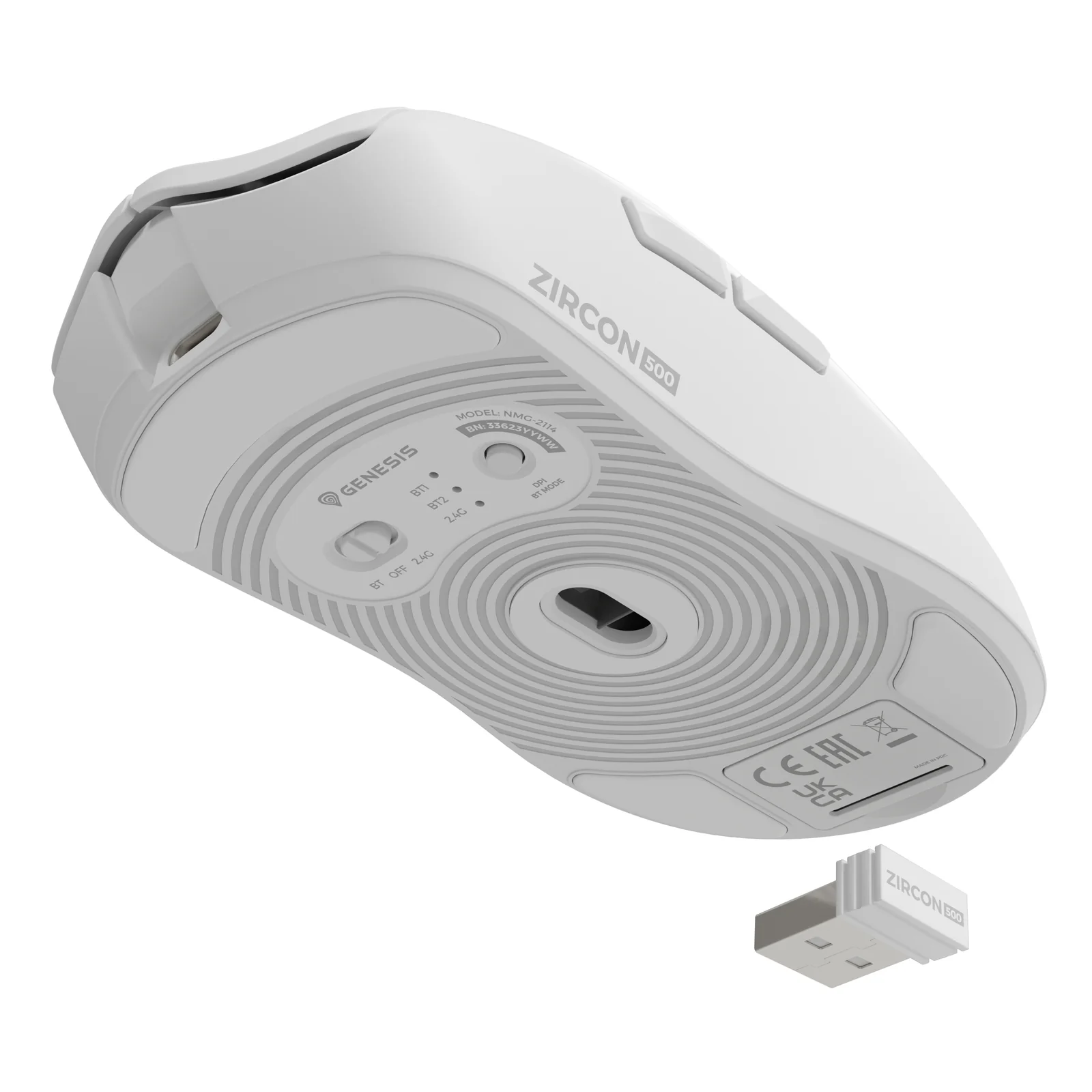 GENESIS Zircon 500 souris Gaming Droitier RF Wireless + Bluetooth + USB Type-C Optique 10000 DPI