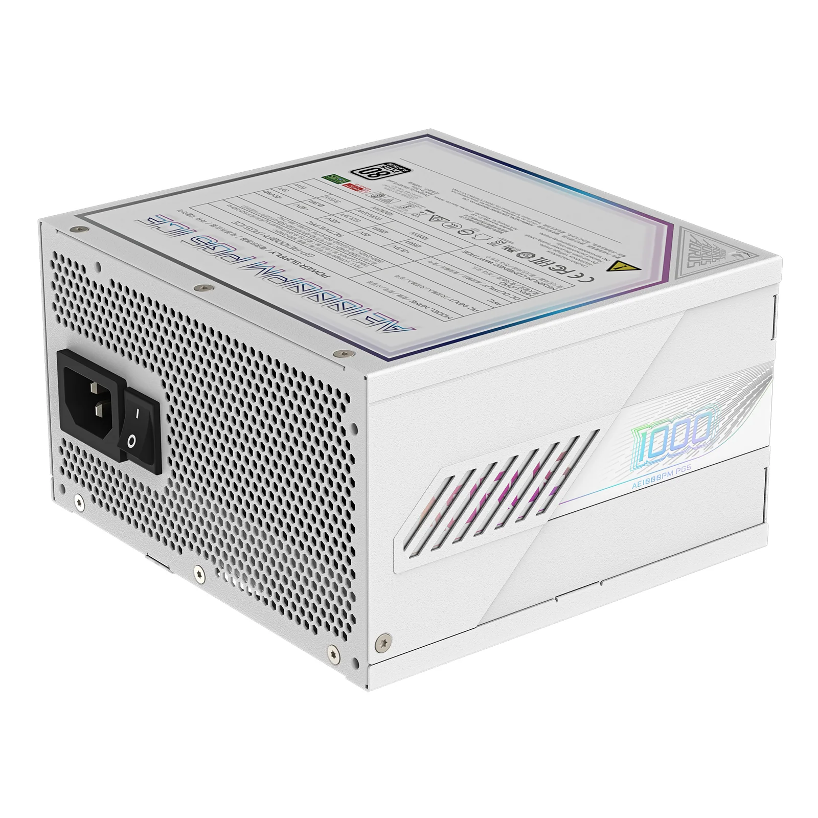 GIGABYTE AORUS ELITE P1000W ICE Alimentation - PCIe 5.0, 80 PLUS Platinum, Conception entièrement modulaire, Ventilateur de 120 mm, Compatible ATX 3.0, Prise EU