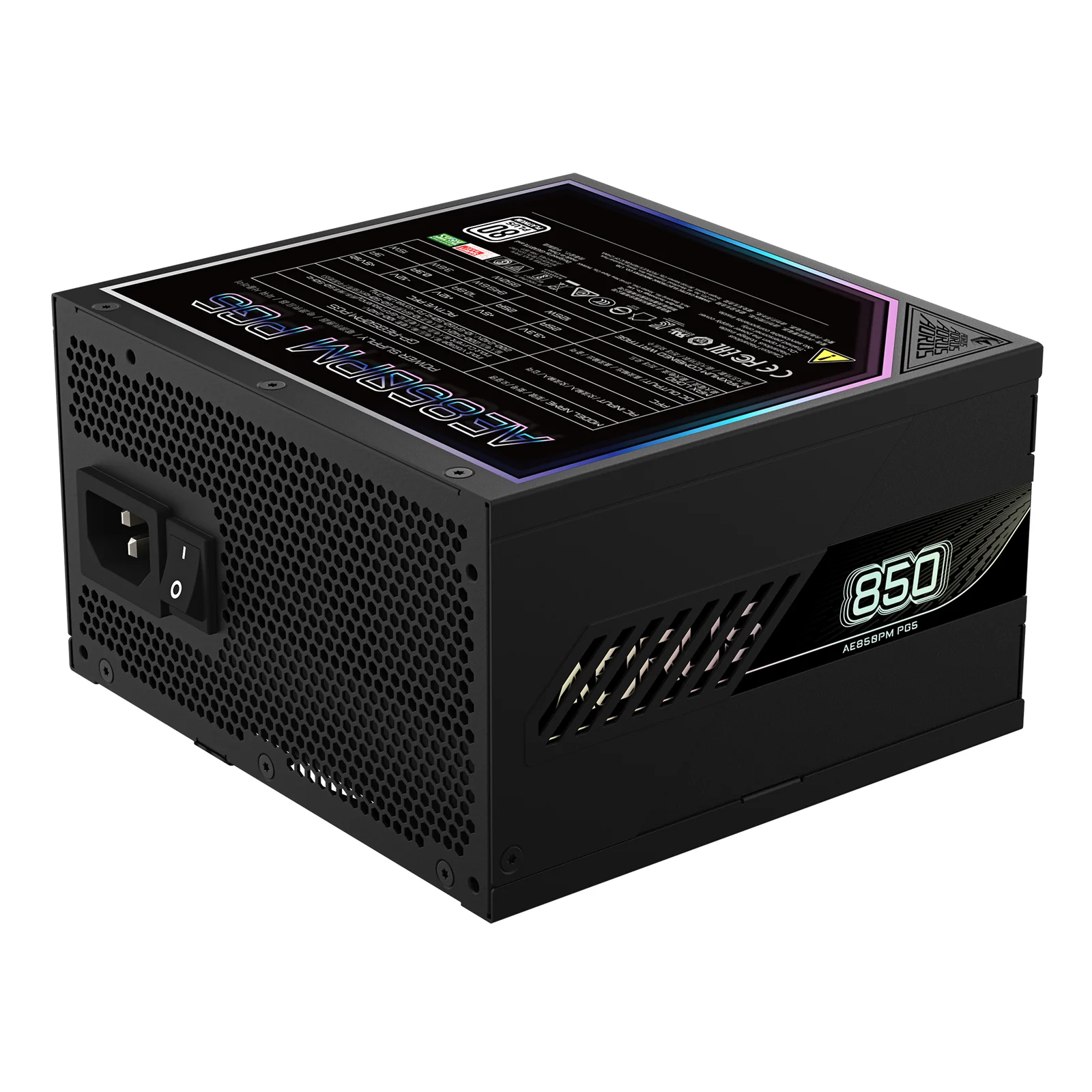 GIGABYTE AORUS ELITE P850W Alimentation - PCIe 5.0, 80 PLUS Platinum, Conception entièrement modulaire, Ventilateur de 120 mm, Compatible ATX 3.0, Prise EU