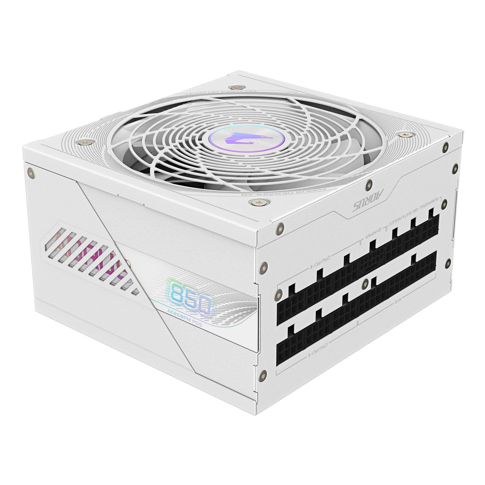 GIGABYTE AORUS ELITE P850W ICE Alimentation - PCIe 5.0, 80 PLUS Platinum, Conception entièrement modulaire, Ventilateur de 120 mm, Compatible ATX 3.0, Prise EU