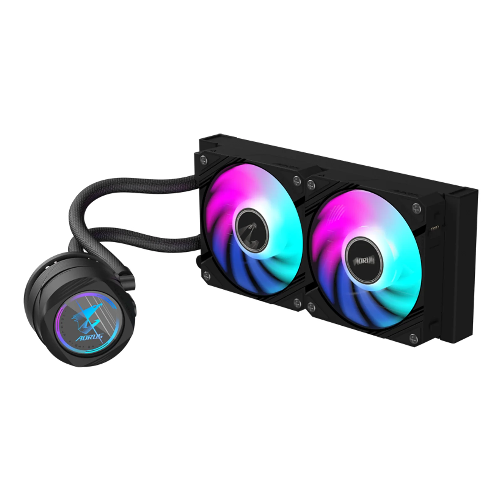 GIGABYTE AORUS WATERFORCE II 240 Refroidisseur liquide pour processeur AIO - 2x ventilateurs ARGB de 120 mm, mécanisme d'emboîtement coulissant, DAISY-CHAIN, compatible avec Intel LGA 1851 et AMD AM5