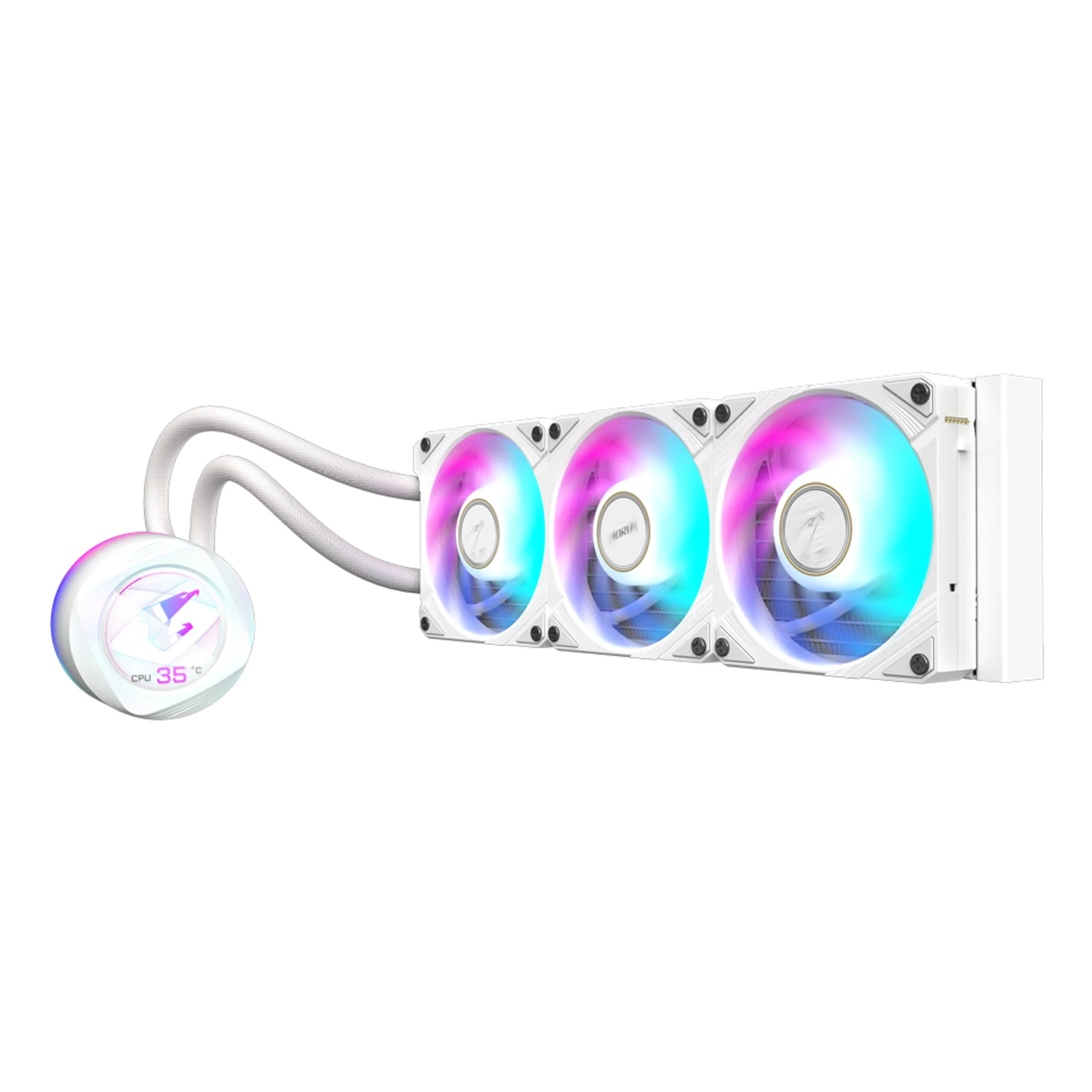 GIGABYTE AORUS WATERFORCE X II 360 ICE Refroidisseur liquide pour processeur AIO - 3x ventilateurs ARGB de 120 mm, écran LCD en couleur, DAISY-CHAIN, compatible avec Intel LGA 1851 et AMD AM5